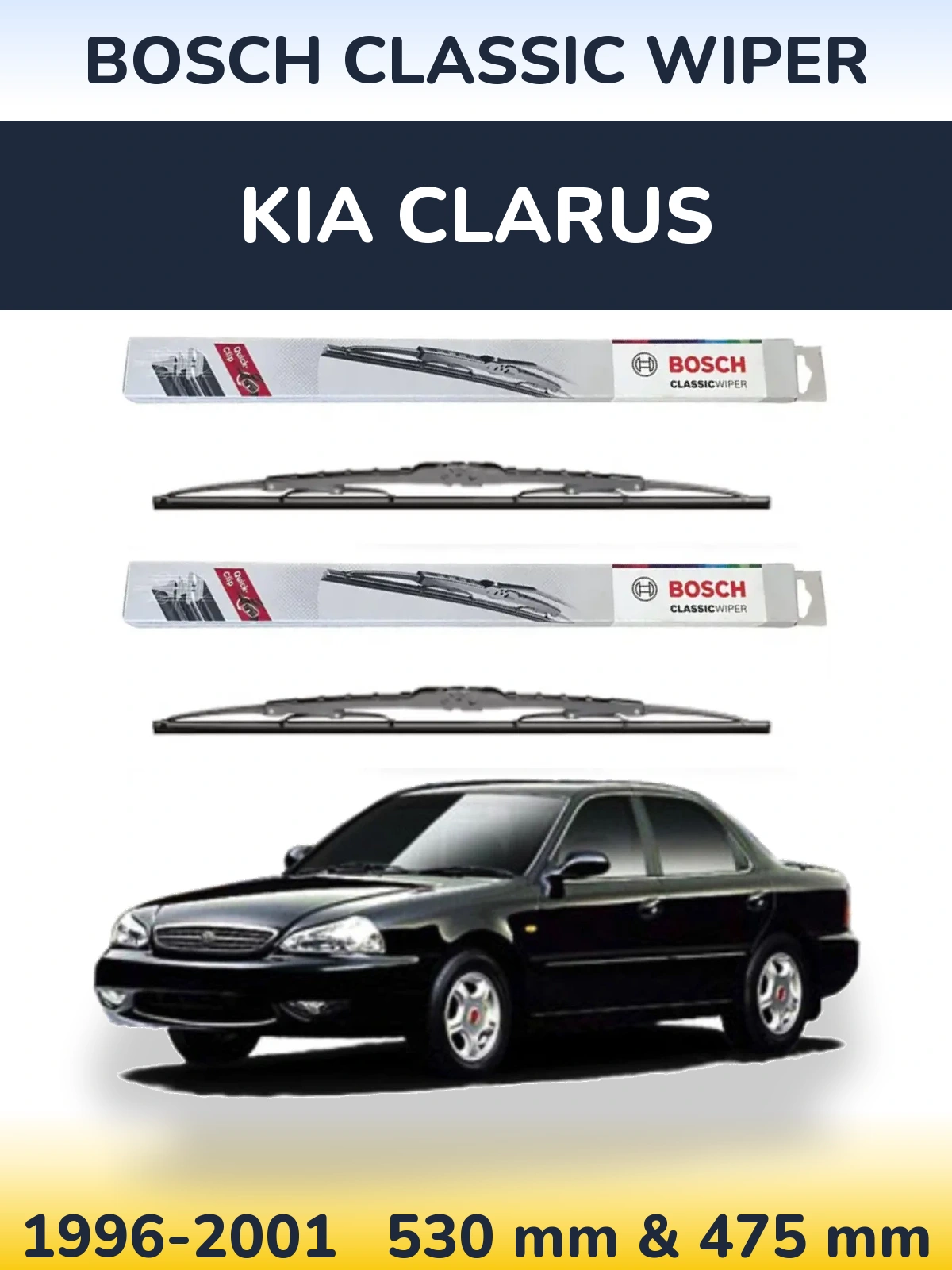Komplet przednich wycieraczek BOSCH Classic Wiper 530 & 475 mm do KIA Clarus 1996-2001