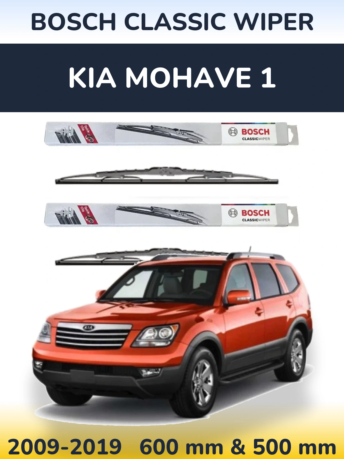 Komplet przednich wycieraczek BOSCH Classic Wiper 600 & 500 mm do KIA Mohave 1 2009-2019