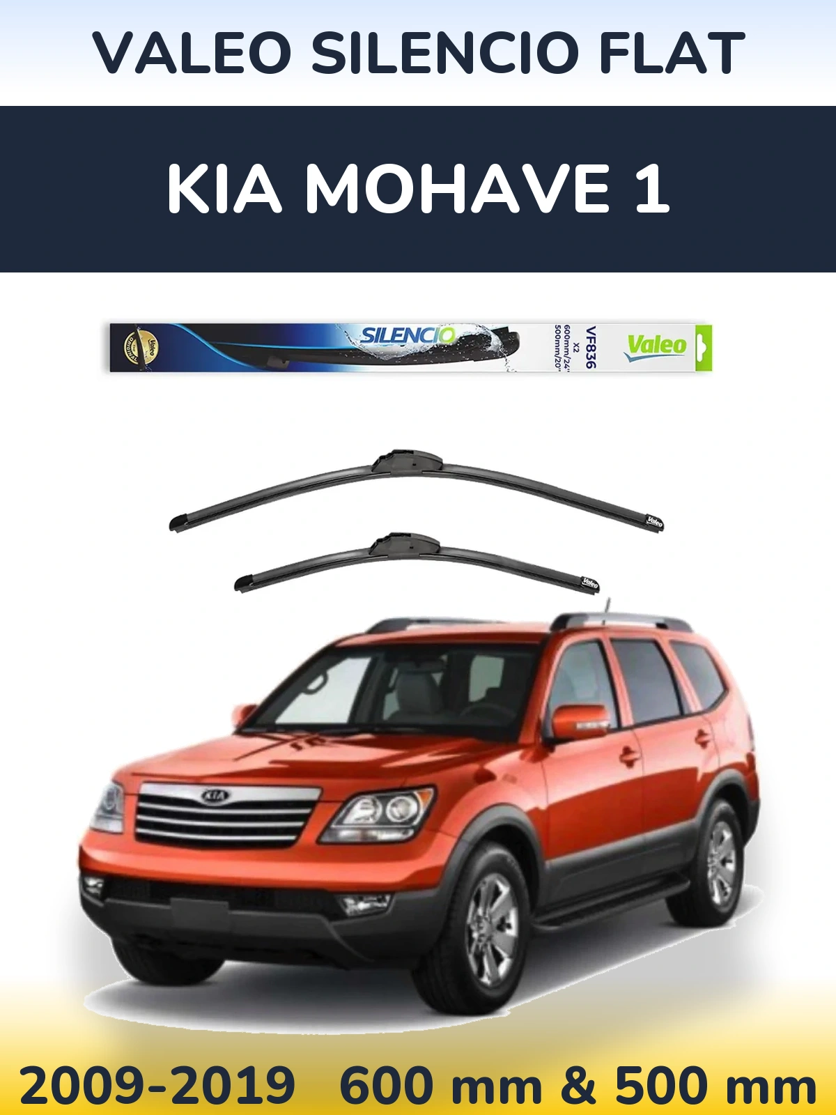 Комплект передних дворников Valeo Silencio Flat 600 & 500 мм для KIA Mohave 1 2009-2019