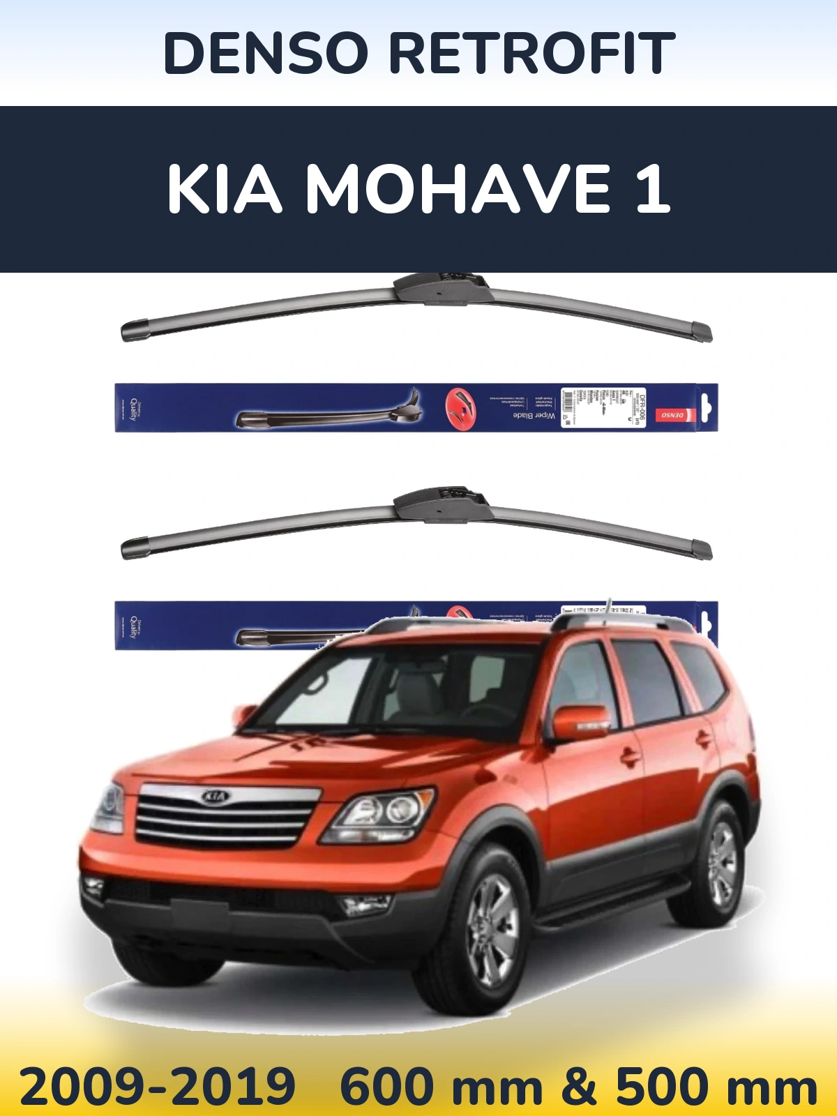 Komplet przednich wycieraczek Denso Retrofit 600 & 500 mm do KIA Mohave 1 2009-2019