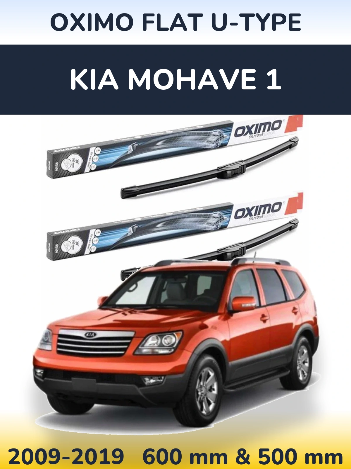 Komplet przednich wycieraczek Oximo Flat U-type 600 & 500 mm do KIA Mohave 1 2009-2019