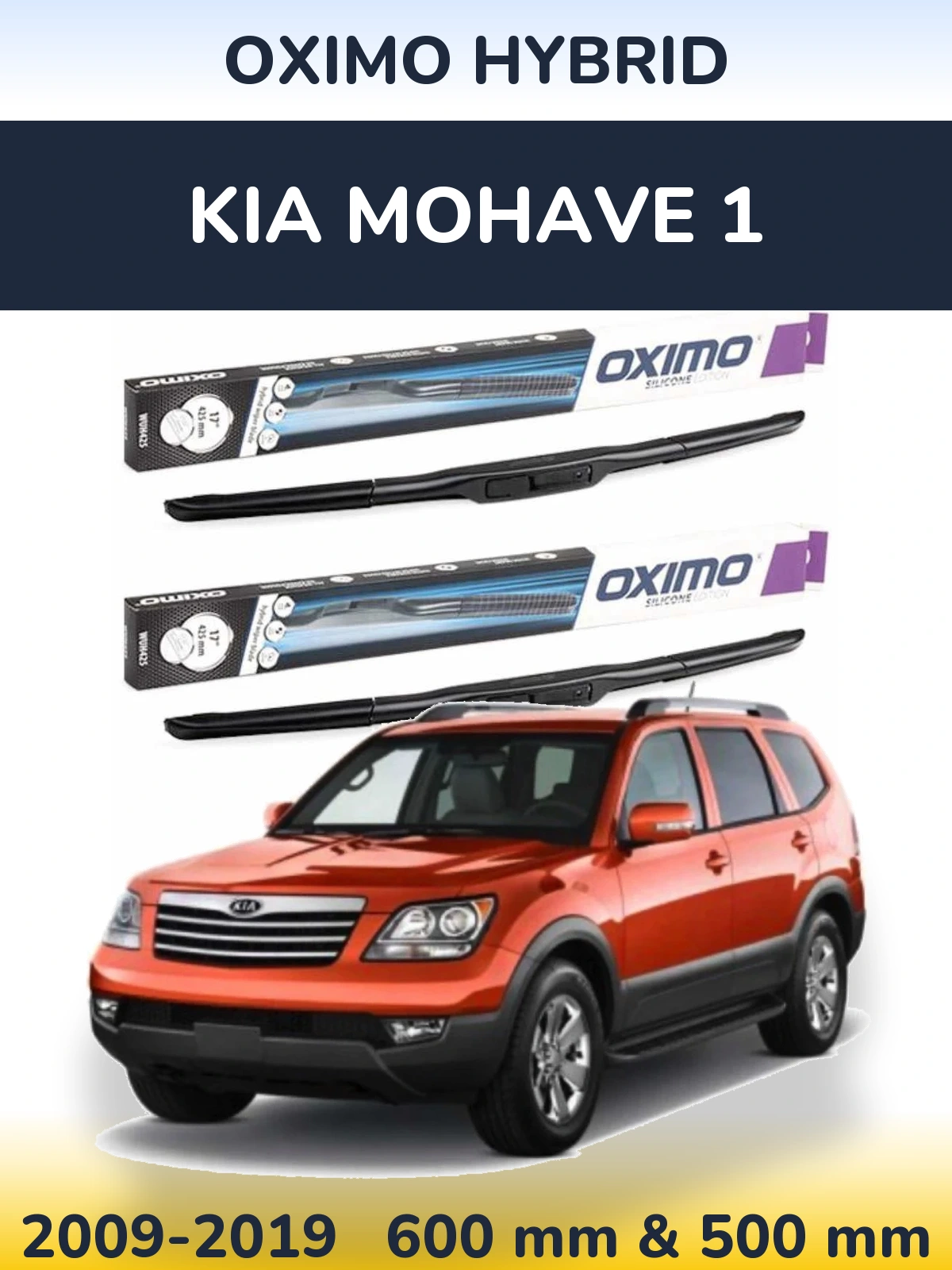 Komplet przednich wycieraczek Oximo Hybrid 600 & 500 mm do KIA Mohave 1 2009-2019