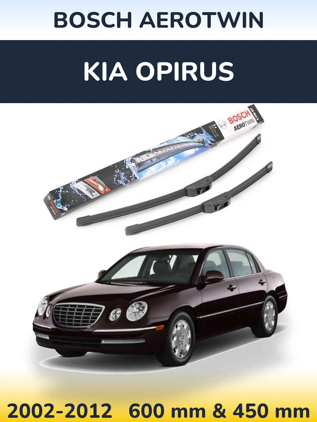 Komplet przednich wycieraczek BOSCH AeroTwin 600 & 450 mm do KIA Opirus 2002-2012