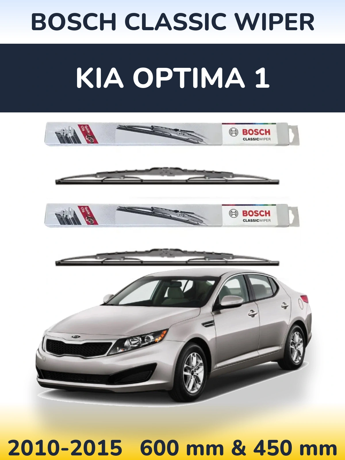 Komplet przednich wycieraczek BOSCH Classic Wiper 600 & 450 mm do KIA Optima 1 2010-2015