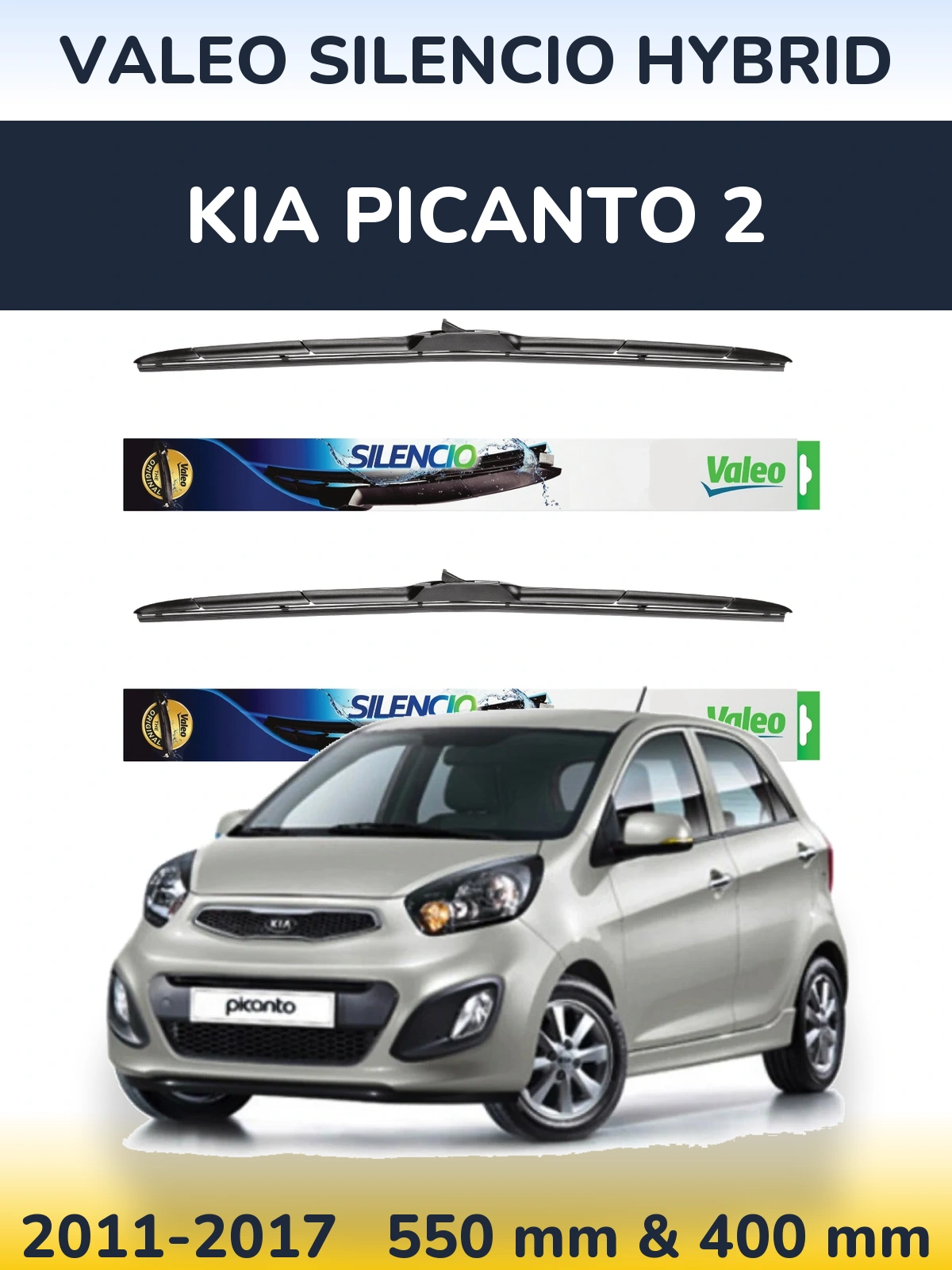 Komplet przednich wycieraczek Valeo Silencio Hybrid 550 & 400 mm do KIA Picanto 2 2011-2017
