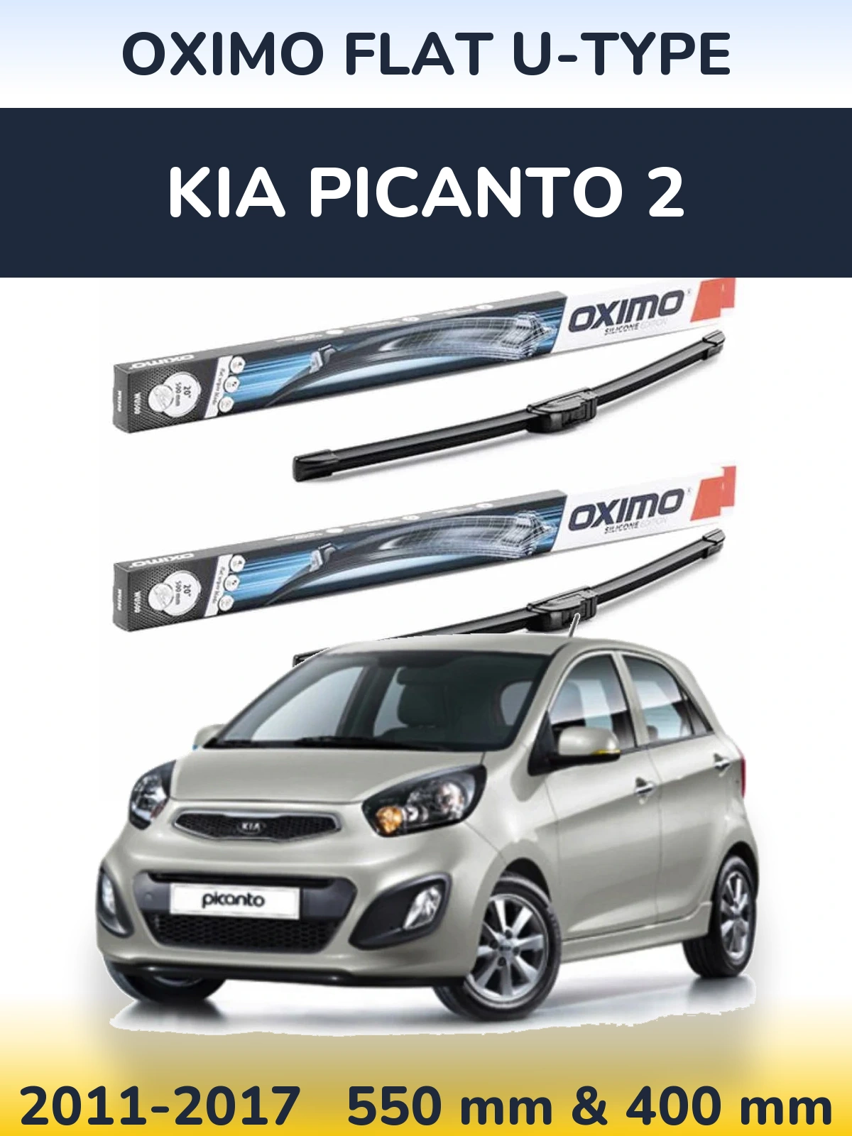 Komplet przednich wycieraczek Oximo Flat U-type 550 & 400 mm do KIA Picanto 2 2011-2017