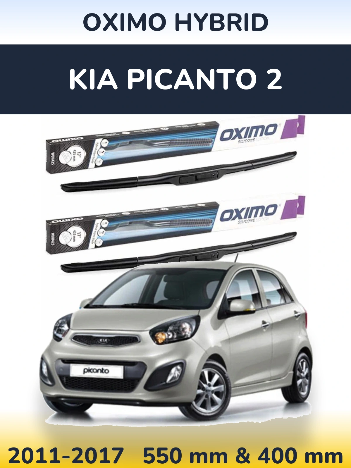 Komplet przednich wycieraczek Oximo Hybrid 550 & 400 mm do KIA Picanto 2 2011-2017