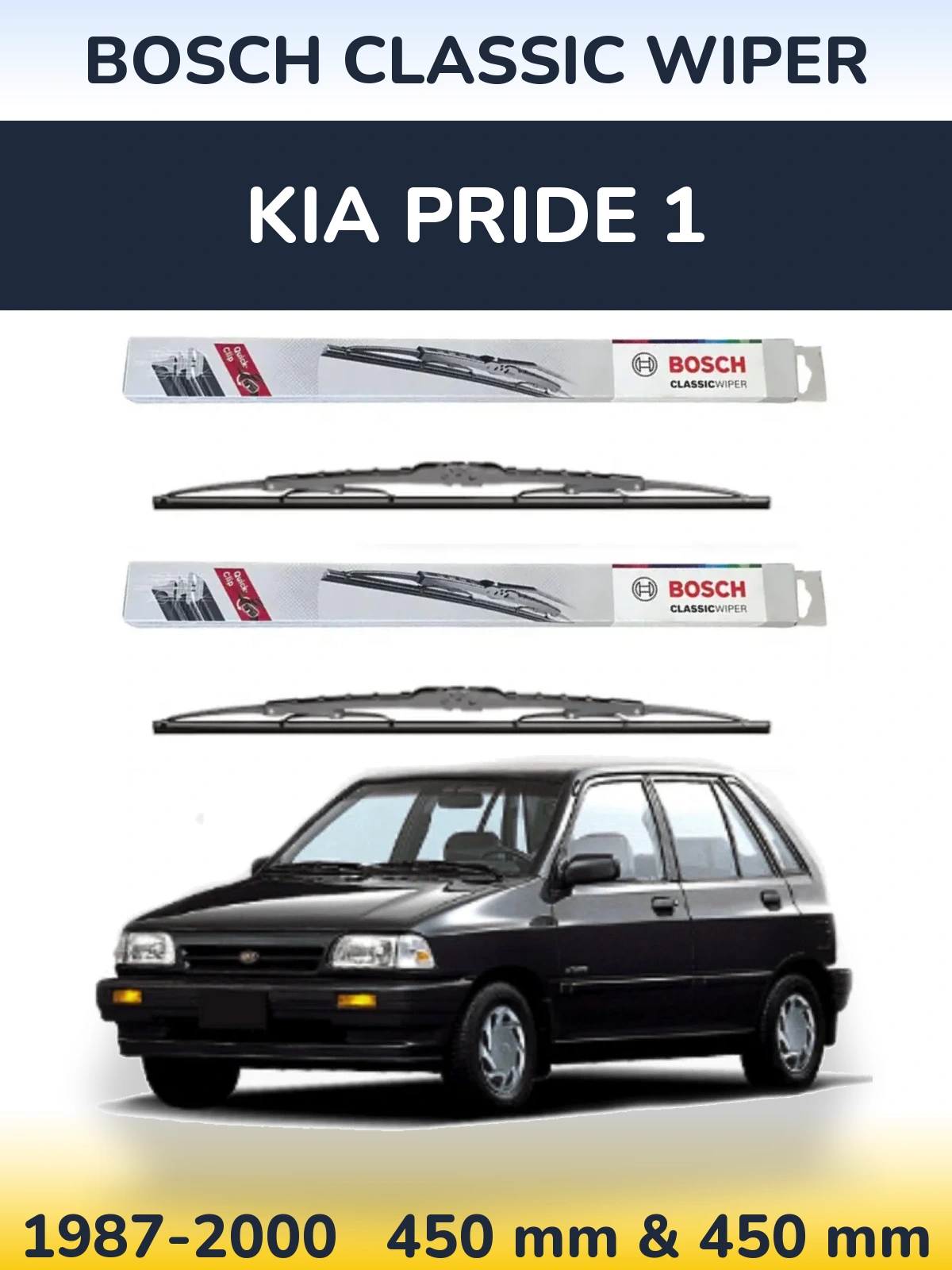Komplet przednich wycieraczek BOSCH Classic Wiper 450 & 450 mm do KIA Pride 1 1987-2000