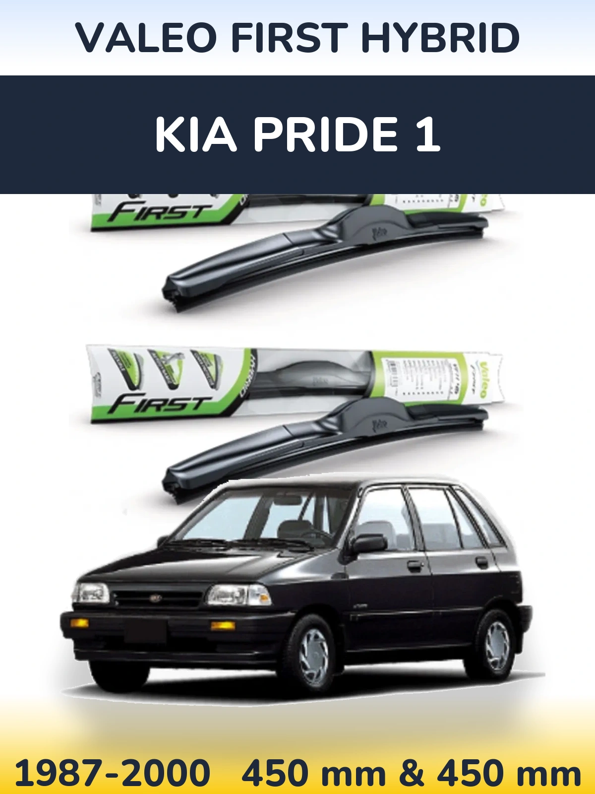 Komplet przednich wycieraczek Valeo First Hybrid 450 & 450 mm do KIA Pride 1 1987-2000