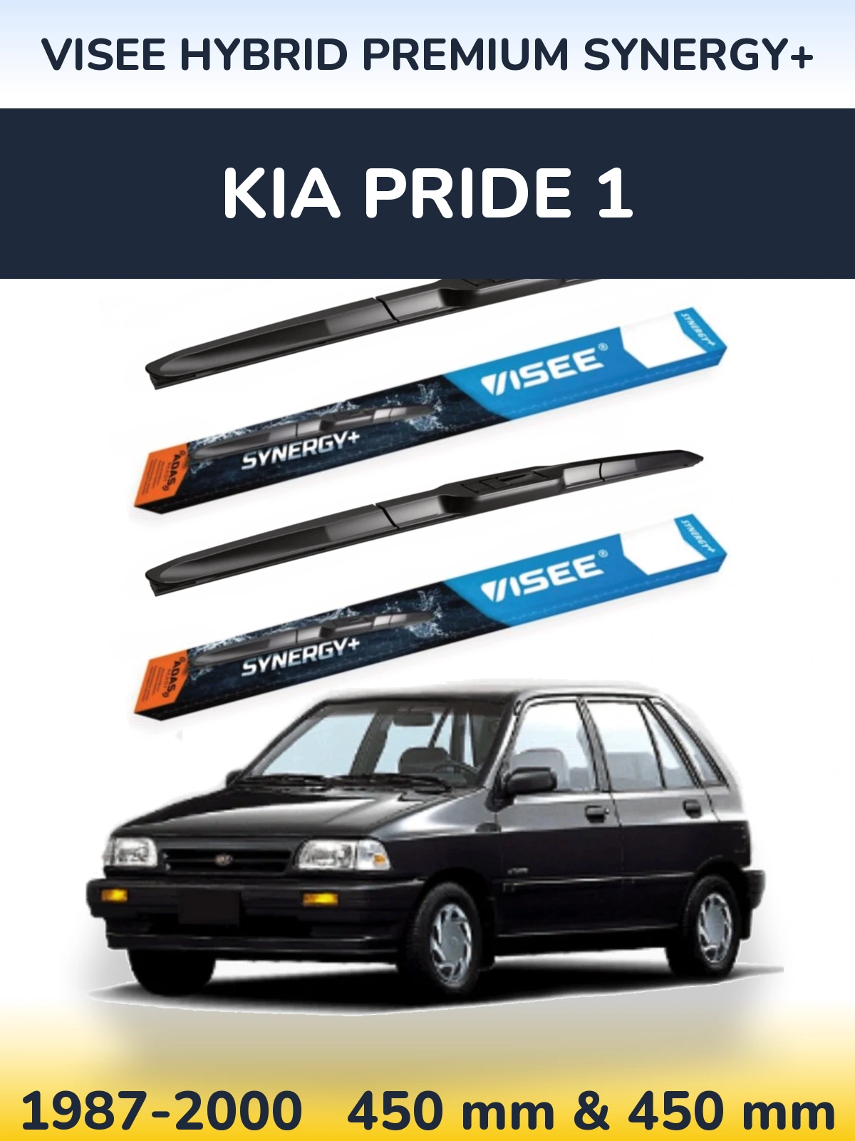 Komplet przednich wycieraczek VISEE HYBRID PREMIUM SYNERGY+ 450 & 450 mm do KIA Pride 1 1987-2000
