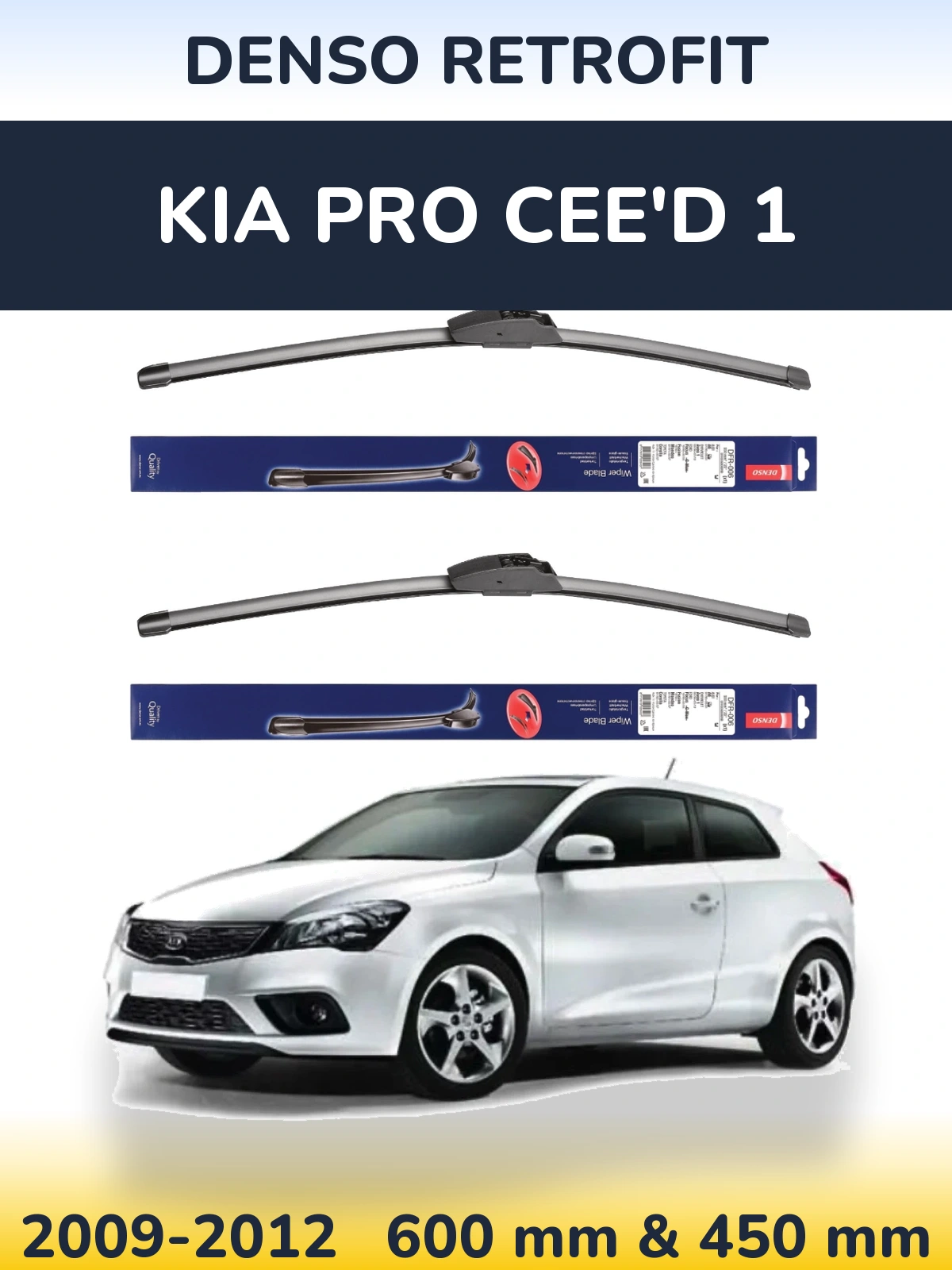 Komplet przednich wycieraczek Denso Retrofit 600 & 450 mm do KIA Pro Cee'd 1 2009-2012