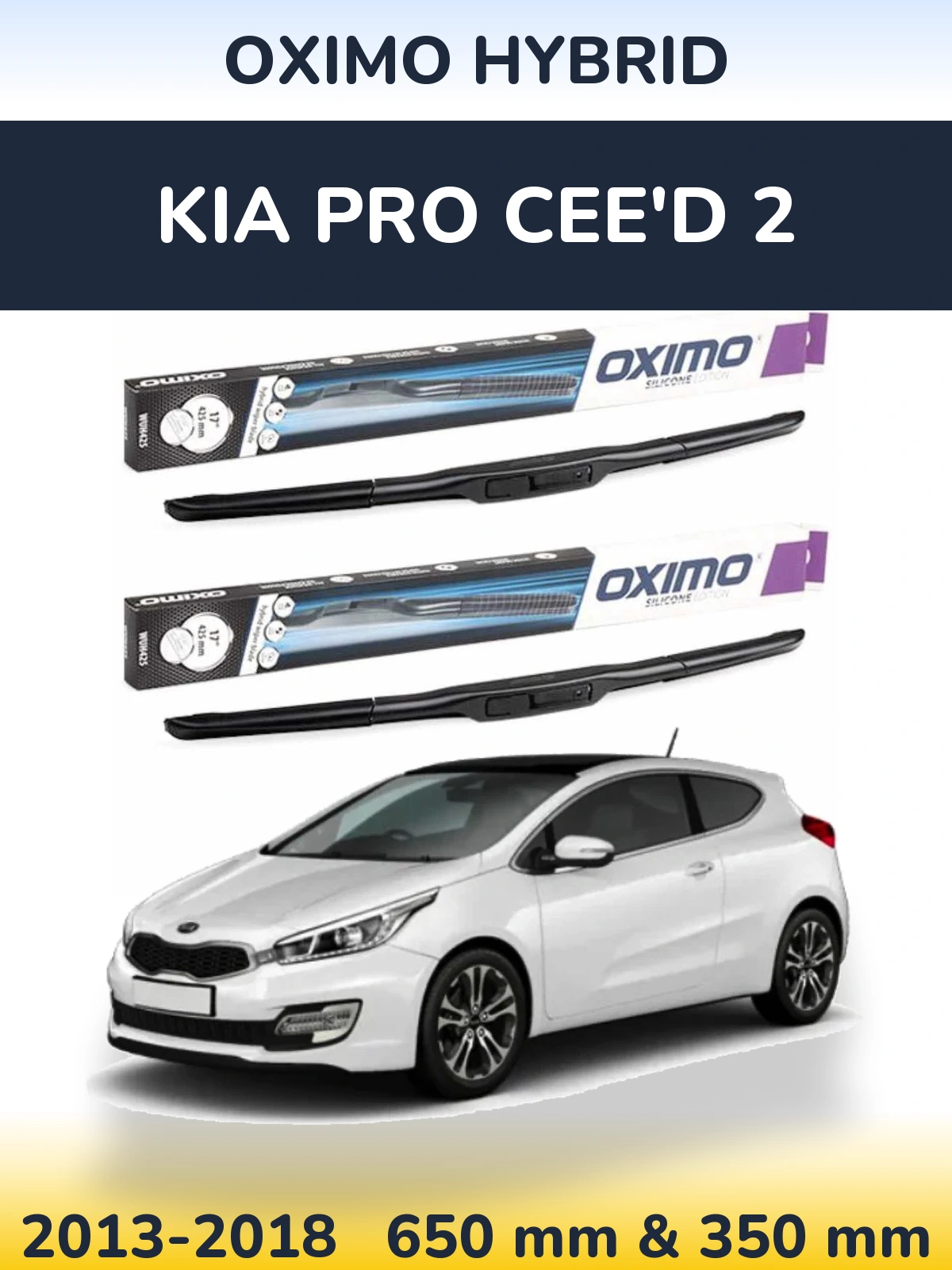 Komplet przednich wycieraczek Oximo Hybrid 650 & 350 mm do KIA Pro Cee'd 2 2013-2018