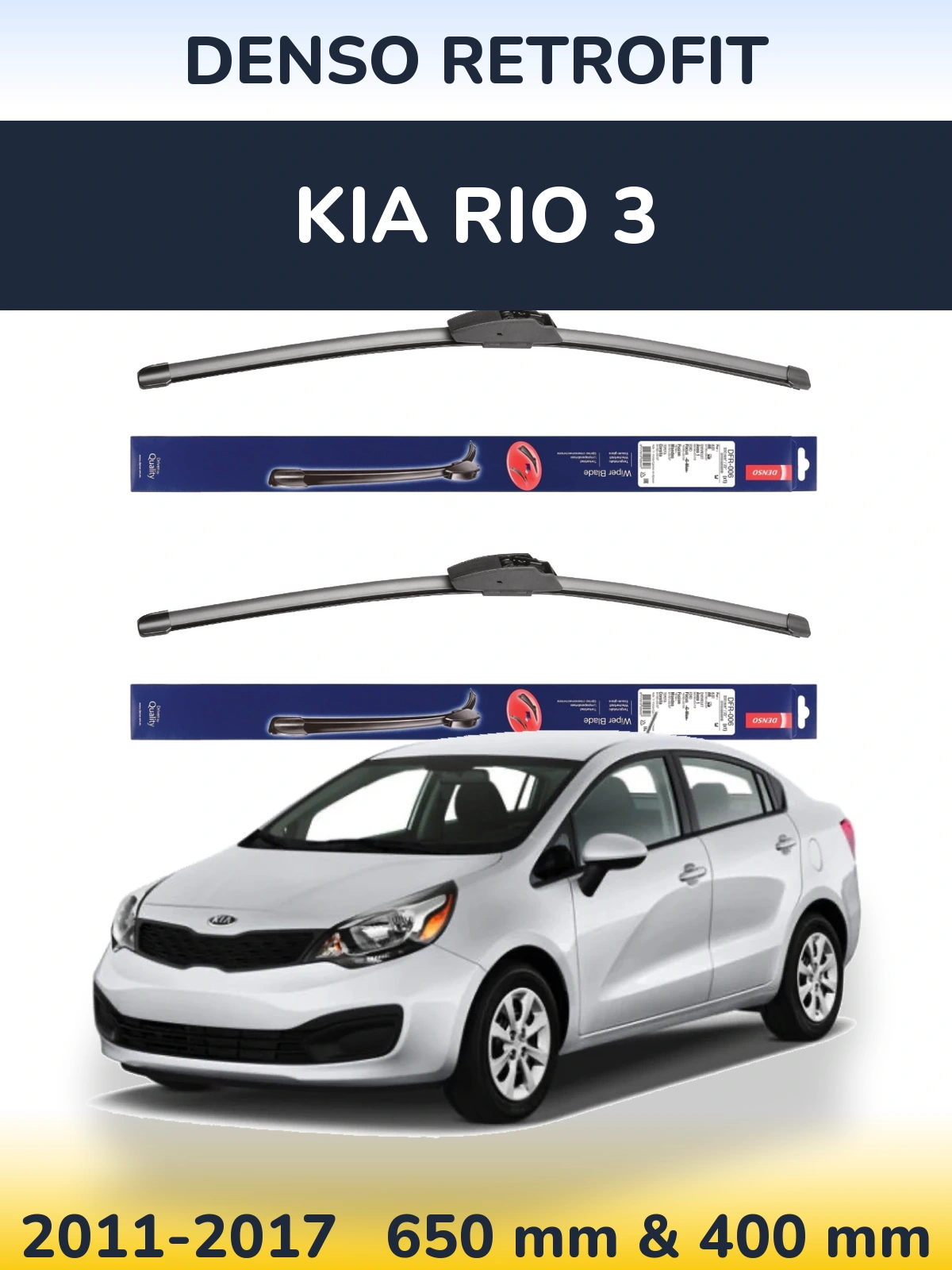 Komplet przednich wycieraczek Denso Retrofit 650 & 400 mm do KIA Rio 3 2011-2017