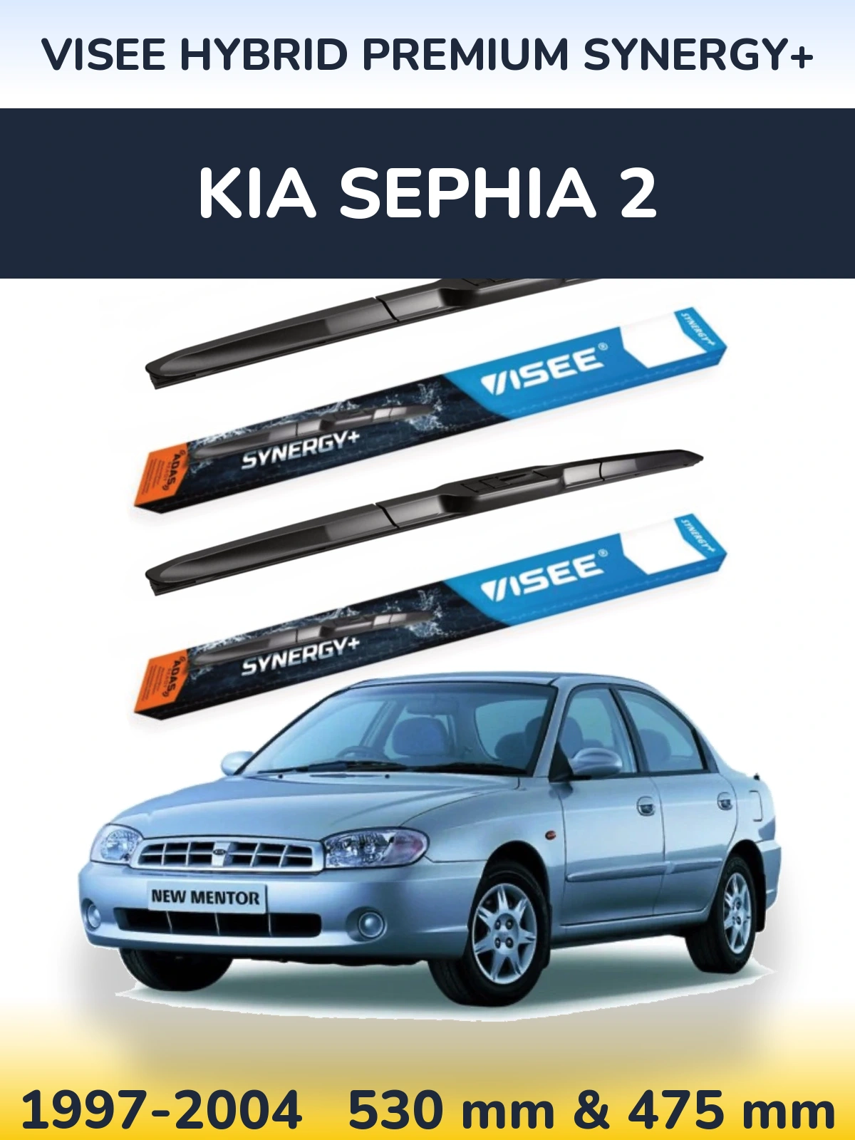 Komplet przednich wycieraczek VISEE HYBRID PREMIUM SYNERGY+ 530 & 475 mm do KIA Sephia 2 1997-2004