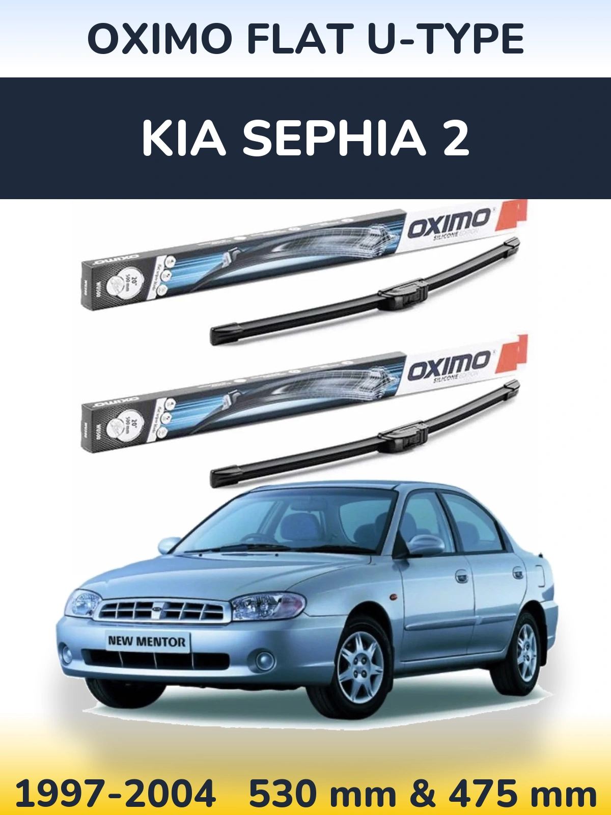 Komplet przednich wycieraczek Oximo Flat U-type 530 & 475 mm do KIA Sephia 2 1997-2004