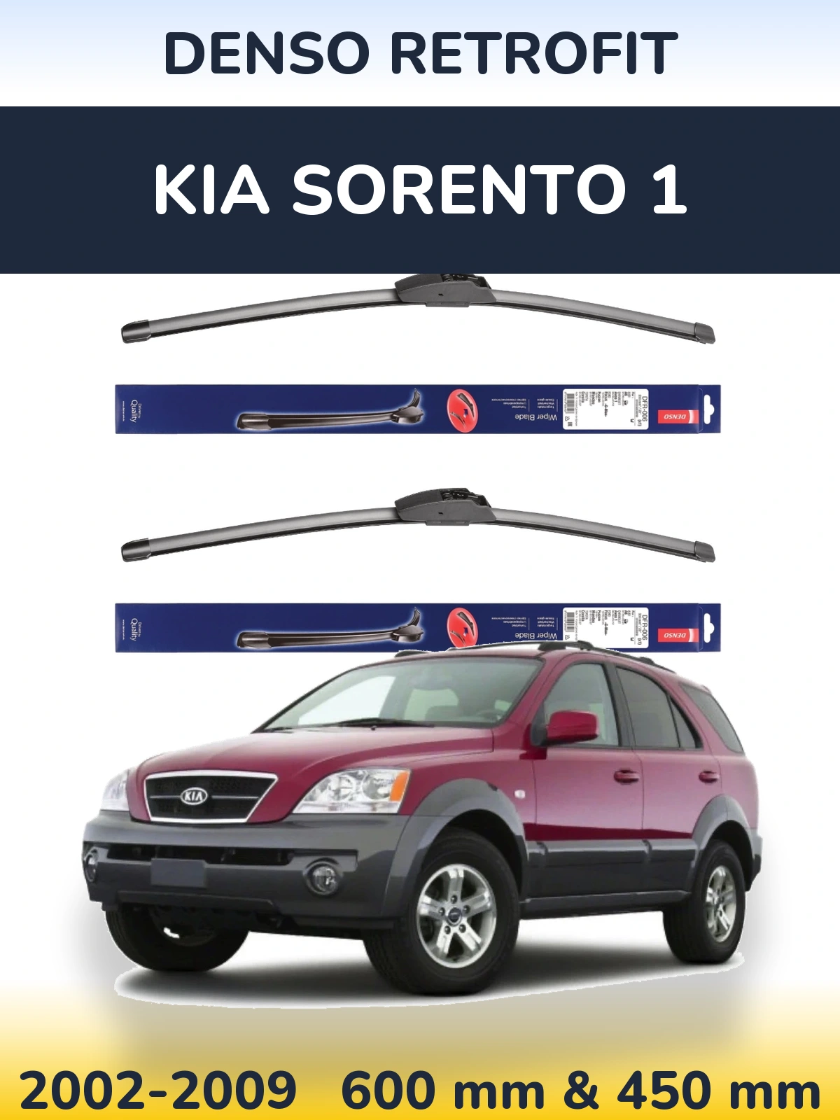Комплект передних дворников Denso Retrofit 600 & 450 мм для KIA Sorento 1 2002-2009