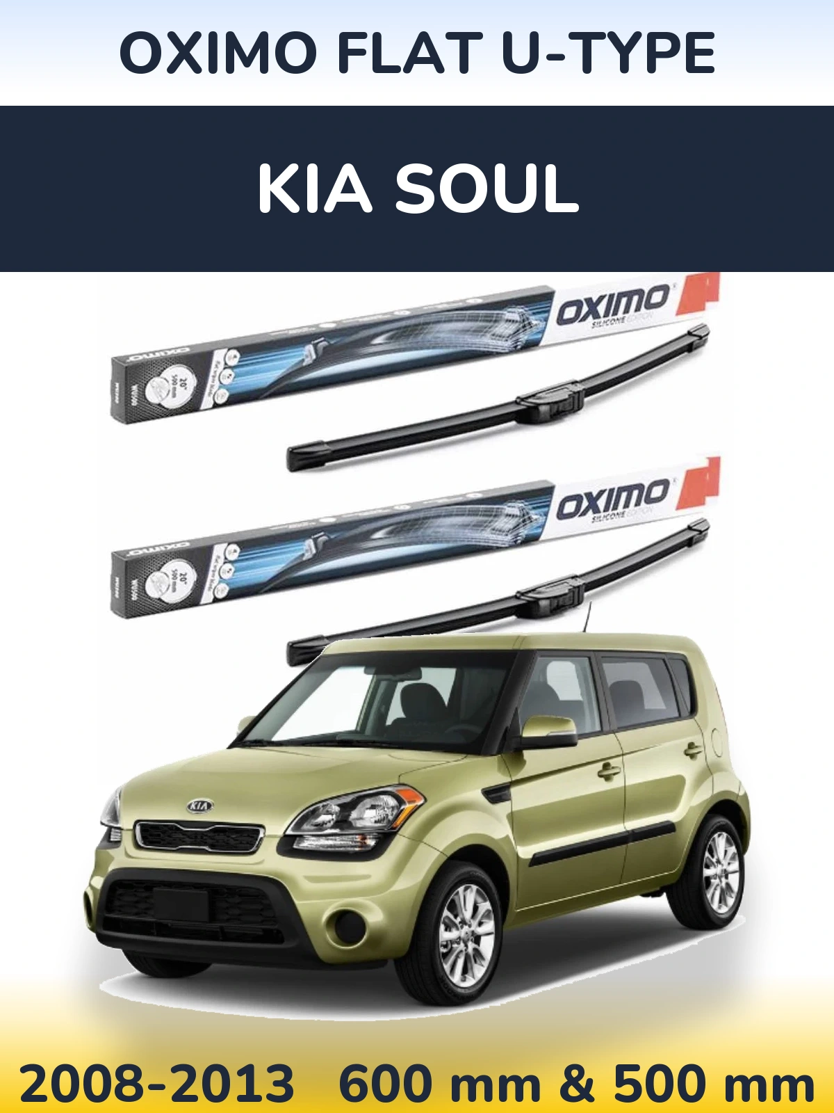 Komplet przednich wycieraczek Oximo Flat U-type 600 & 500 mm do KIA Soul 2008-2013