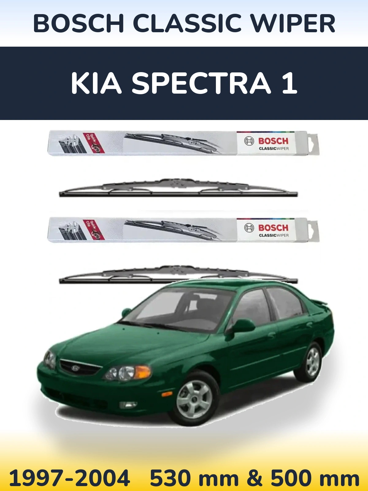 Komplet przednich wycieraczek BOSCH Classic Wiper 530 & 500 mm do KIA Spectra 1 1997-2004