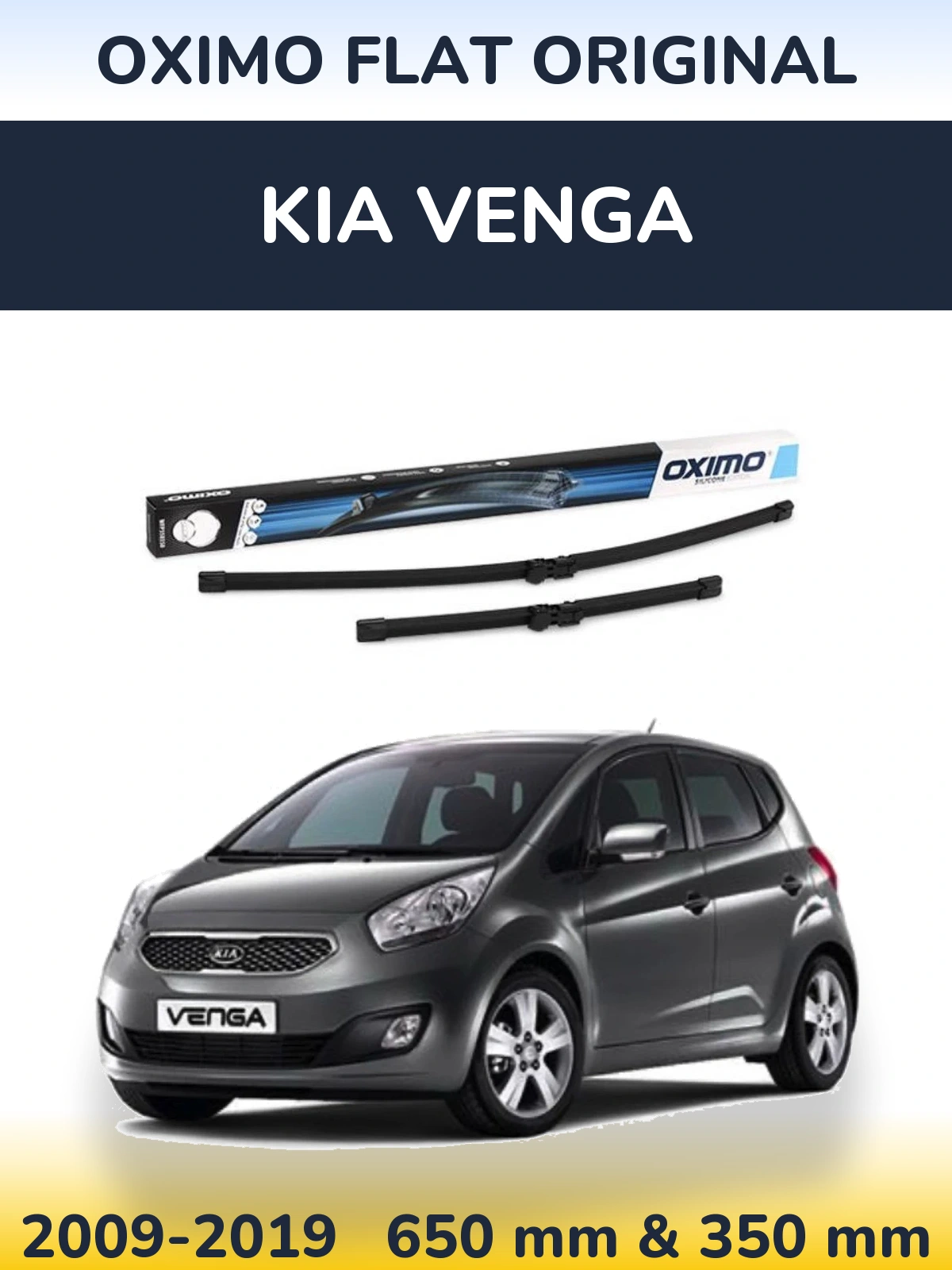 Комплект передних дворников Oximo Flat Original 650 & 350 мм для KIA Venga 2009-2019