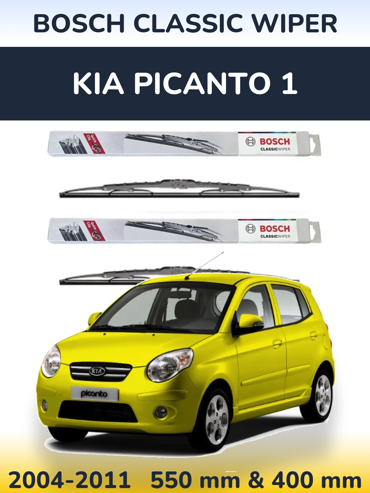 Komplet przednich wycieraczek BOSCH Classic Wiper 550 & 400 mm do KIA Picanto 1 2004-2011