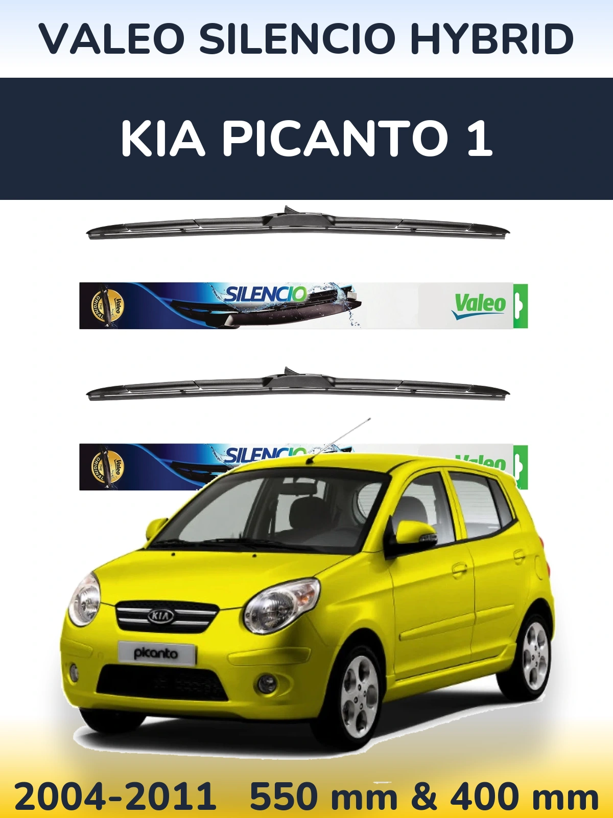 Комплект передних дворников Valeo Silencio Hybrid 550 & 400 мм для KIA Picanto 1 2004-2011