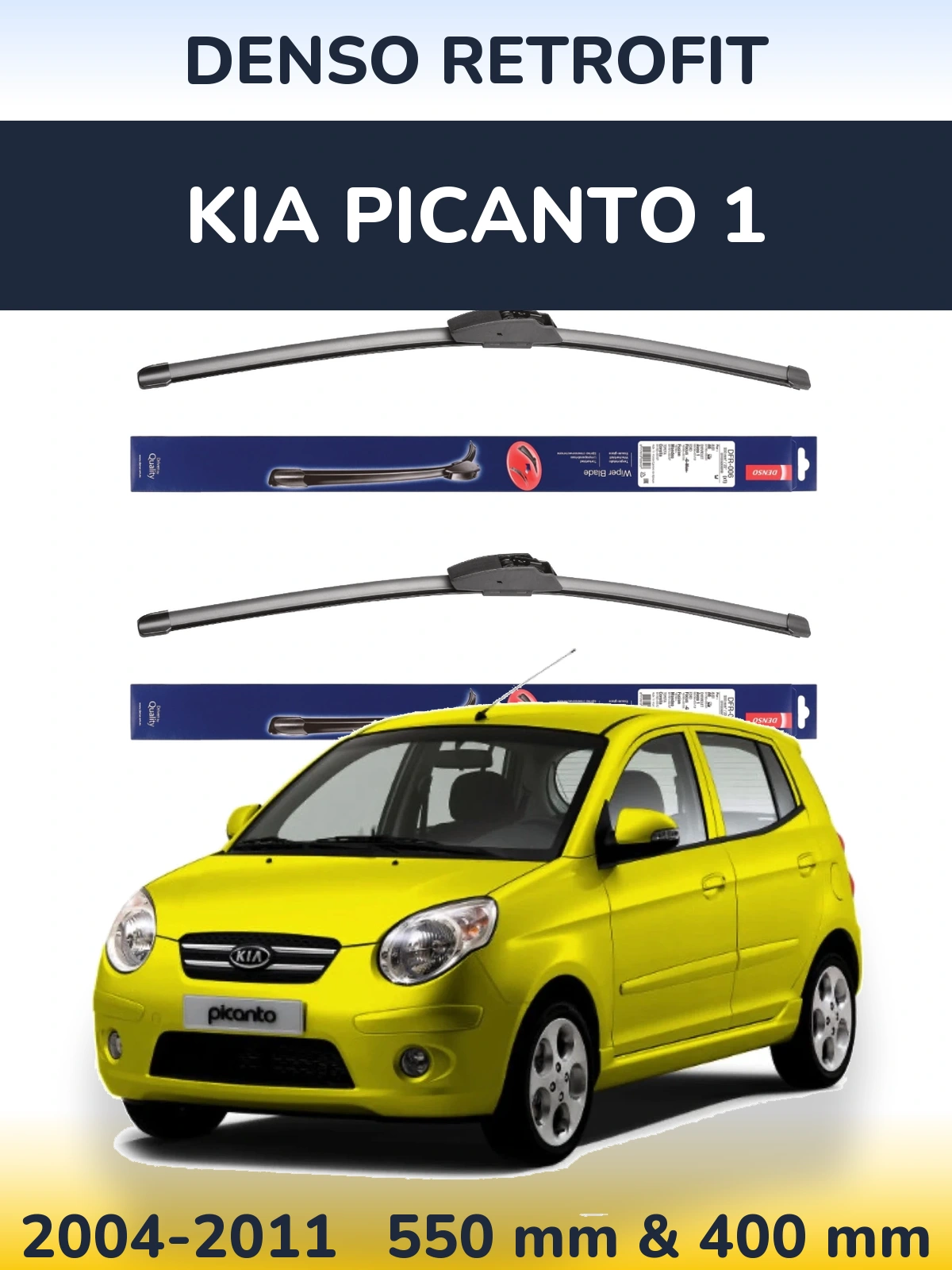 Komplet przednich wycieraczek Denso Retrofit 550 & 400 mm do KIA Picanto 1 2004-2011