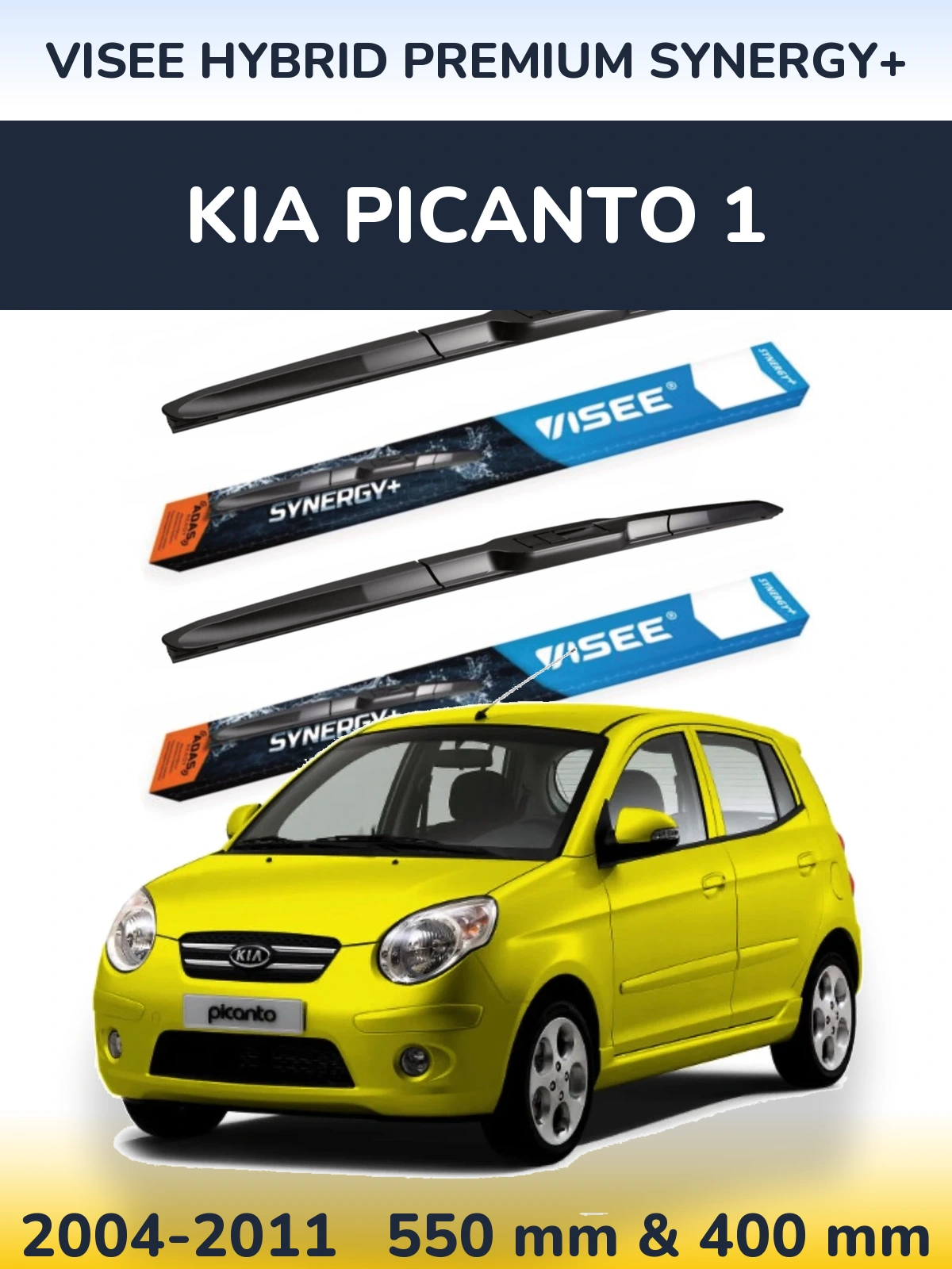 Komplet przednich wycieraczek VISEE HYBRID PREMIUM SYNERGY+ 550 & 400 mm do KIA Picanto 1 2004-2011