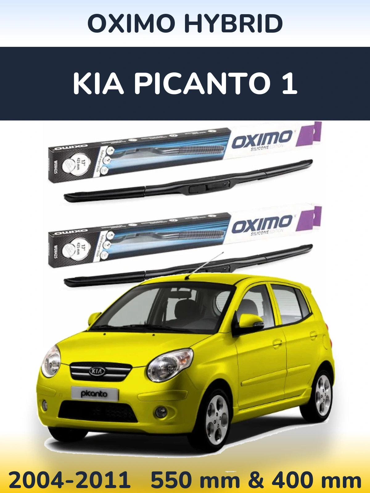 Komplet przednich wycieraczek Oximo Hybrid 550 & 400 mm do KIA Picanto 1 2004-2011