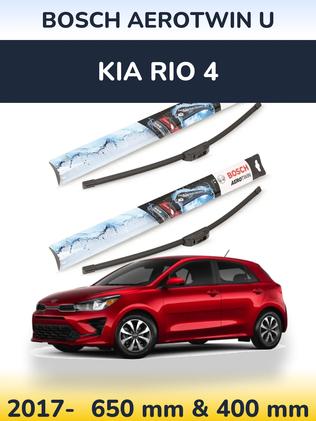 Komplet przednich wycieraczek BOSCH AeroTwin U 650 & 400 mm do KIA Rio 4 2017-2026