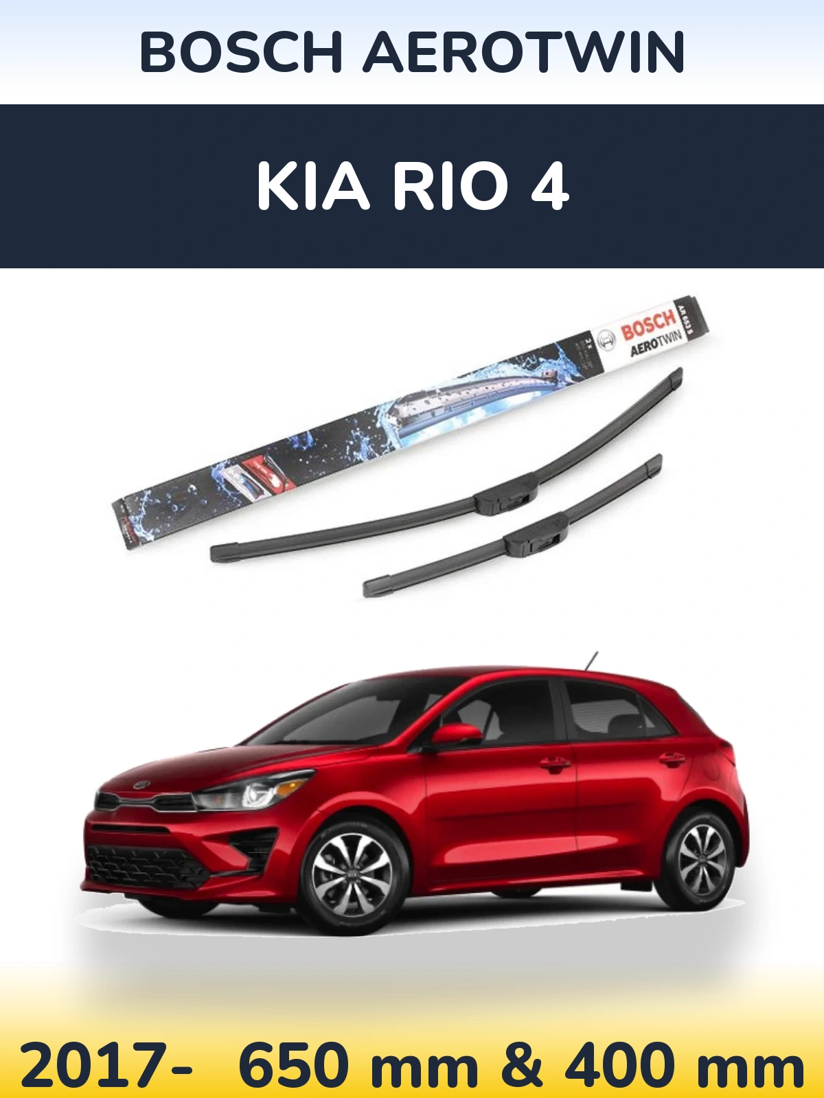 Komplet przednich wycieraczek BOSCH AeroTwin 650 & 400 mm do KIA Rio 4 2017-2026