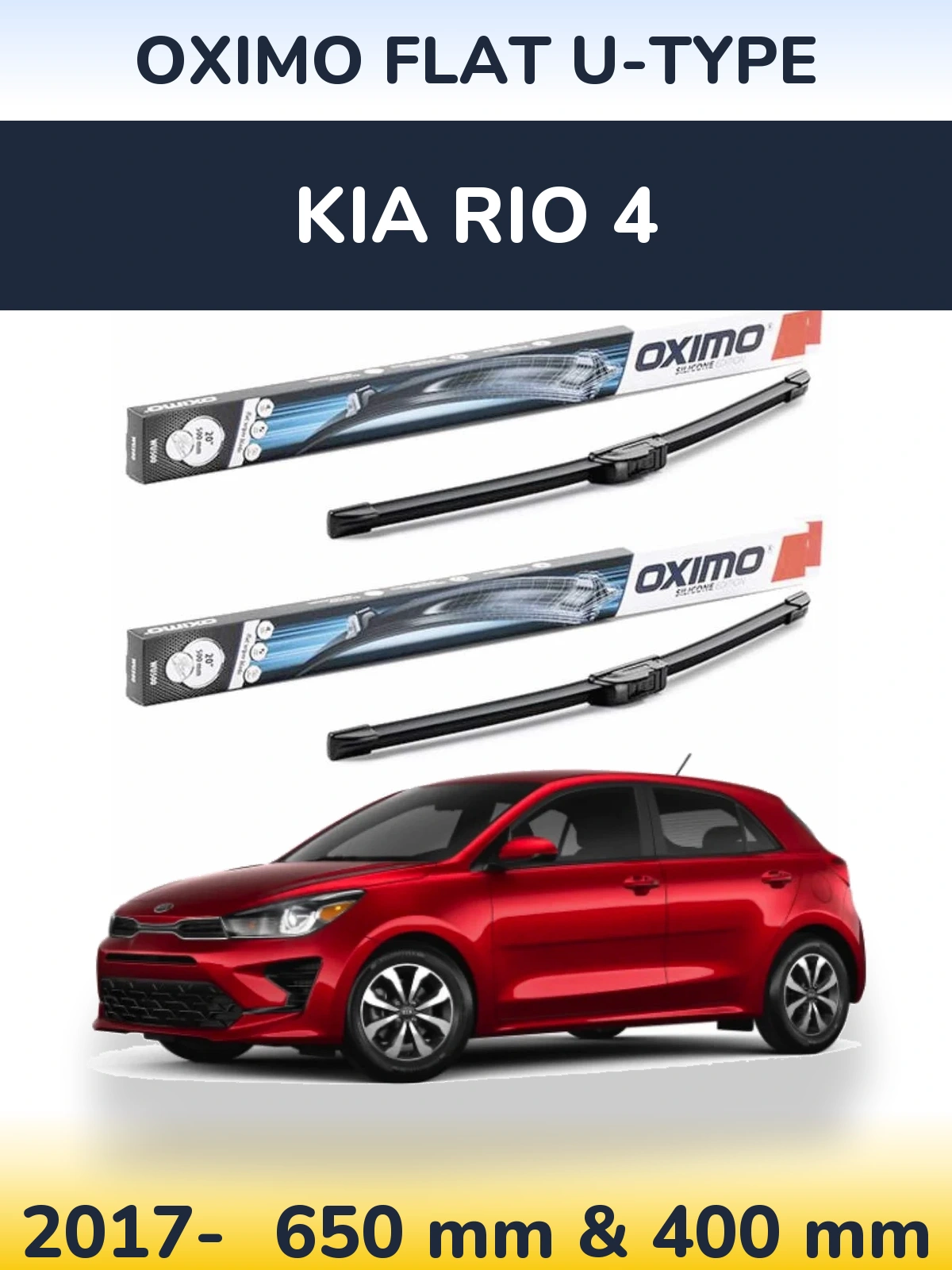 Komplet przednich wycieraczek Oximo Flat U-type 650 & 400 mm do KIA Rio 4 2017-2026