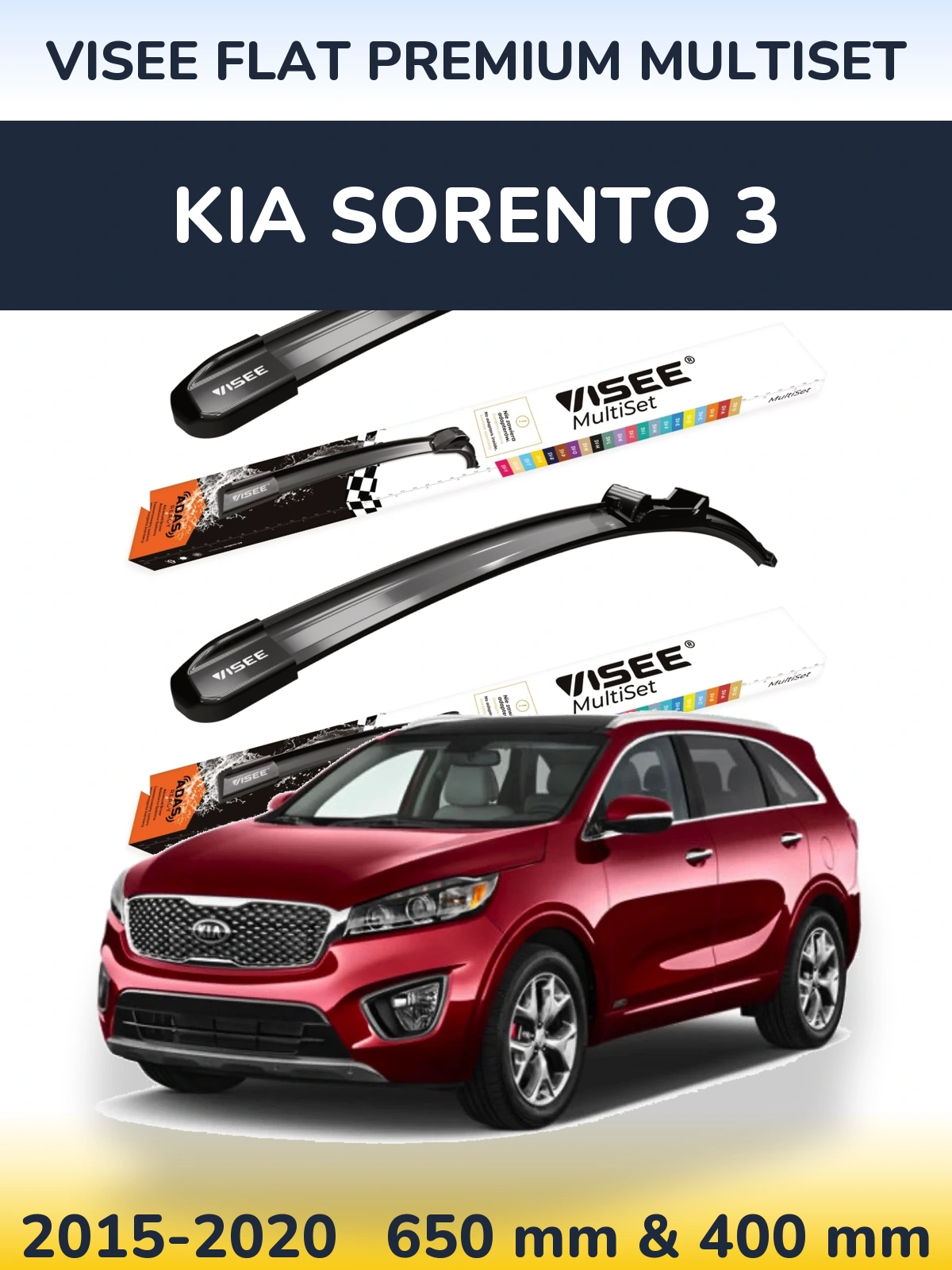 Komplet przednich wycieraczek VISEE FLAT PREMIUM MultiSet 650 & 400 mm do KIA Sorento 3 2015-2020