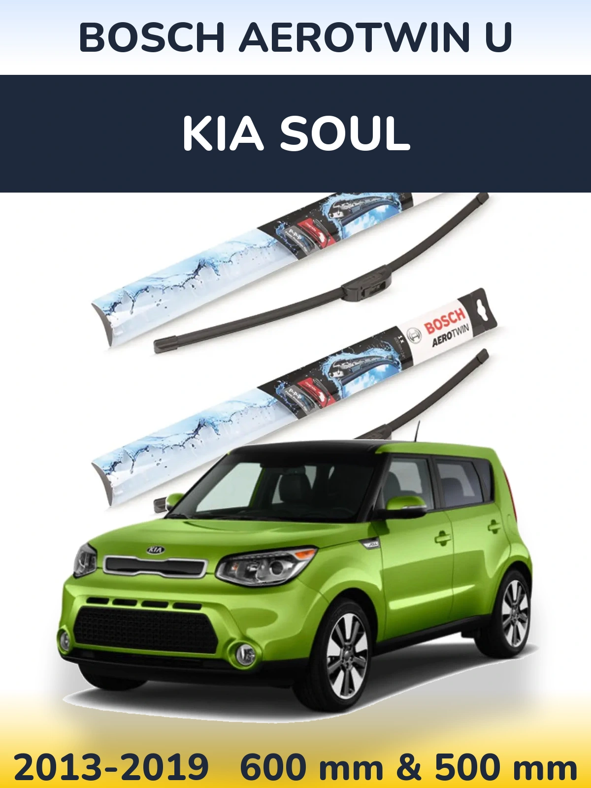 Komplet przednich wycieraczek BOSCH AeroTwin U 600 & 500 mm do KIA Soul 2013-2019