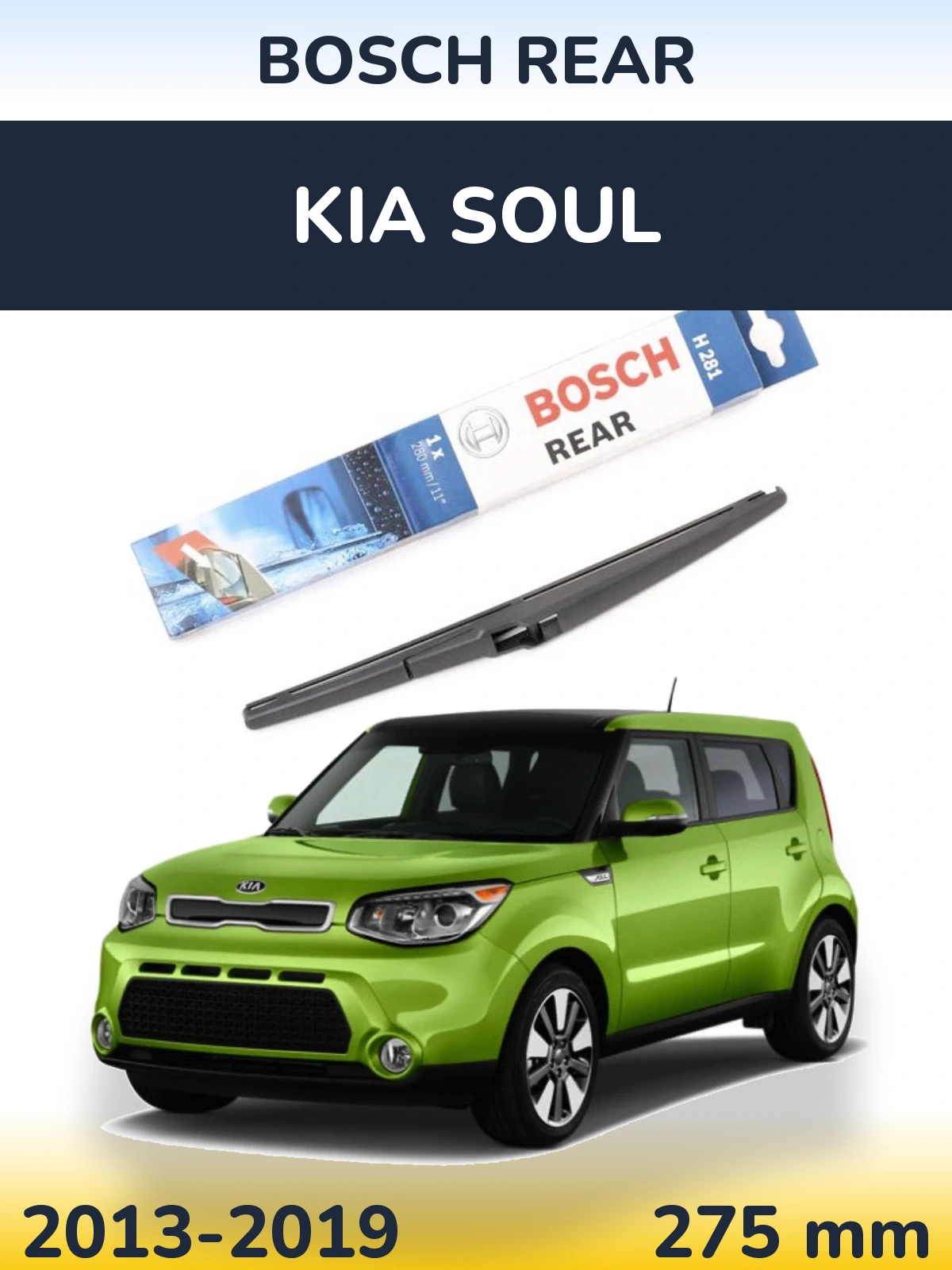Rear wiper blade BOSCH Rear 280 mm for KIA Soul 2013-2019