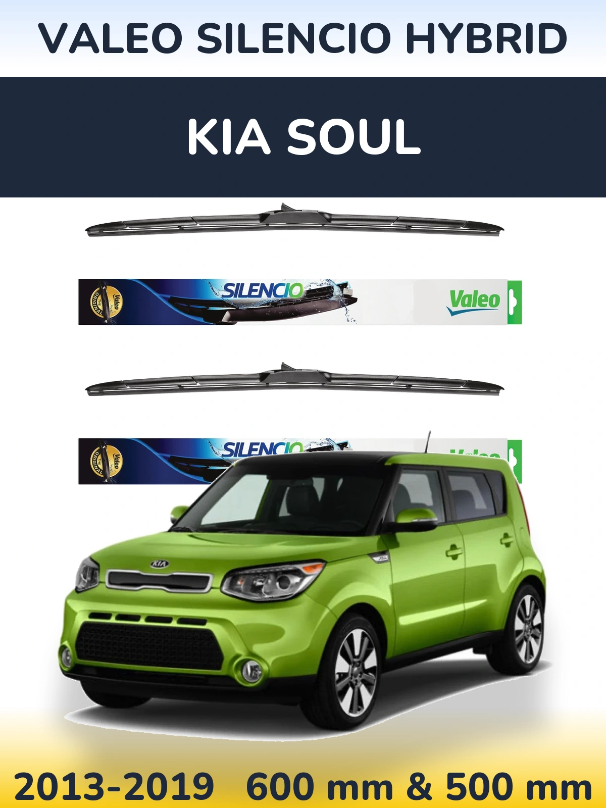 Комплект передних дворников Valeo Silencio Hybrid 600 & 500 мм для KIA Soul 2013-2019