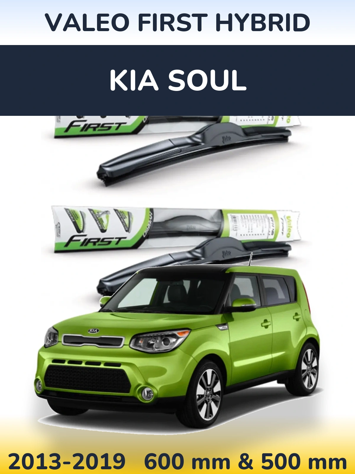 Комплект передних дворников Valeo First Hybrid 600 & 500 мм для KIA Soul 2013-2019