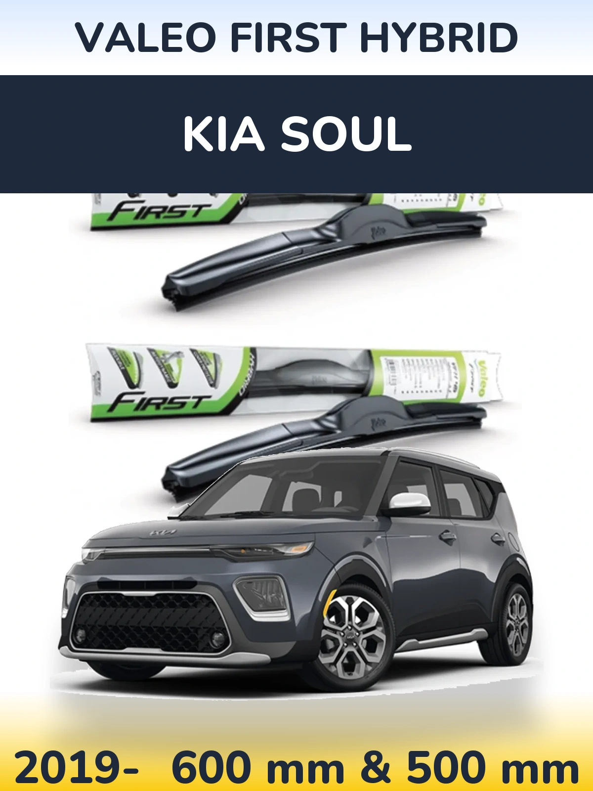 Комплект передних дворников Valeo First Hybrid 600 & 500 мм для KIA Soul 2019-2026