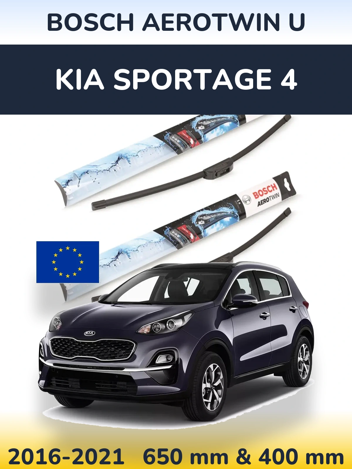 Komplet przednich wycieraczek BOSCH AeroTwin U 650 & 400 mm do KIA Sportage 4 2016-2021
