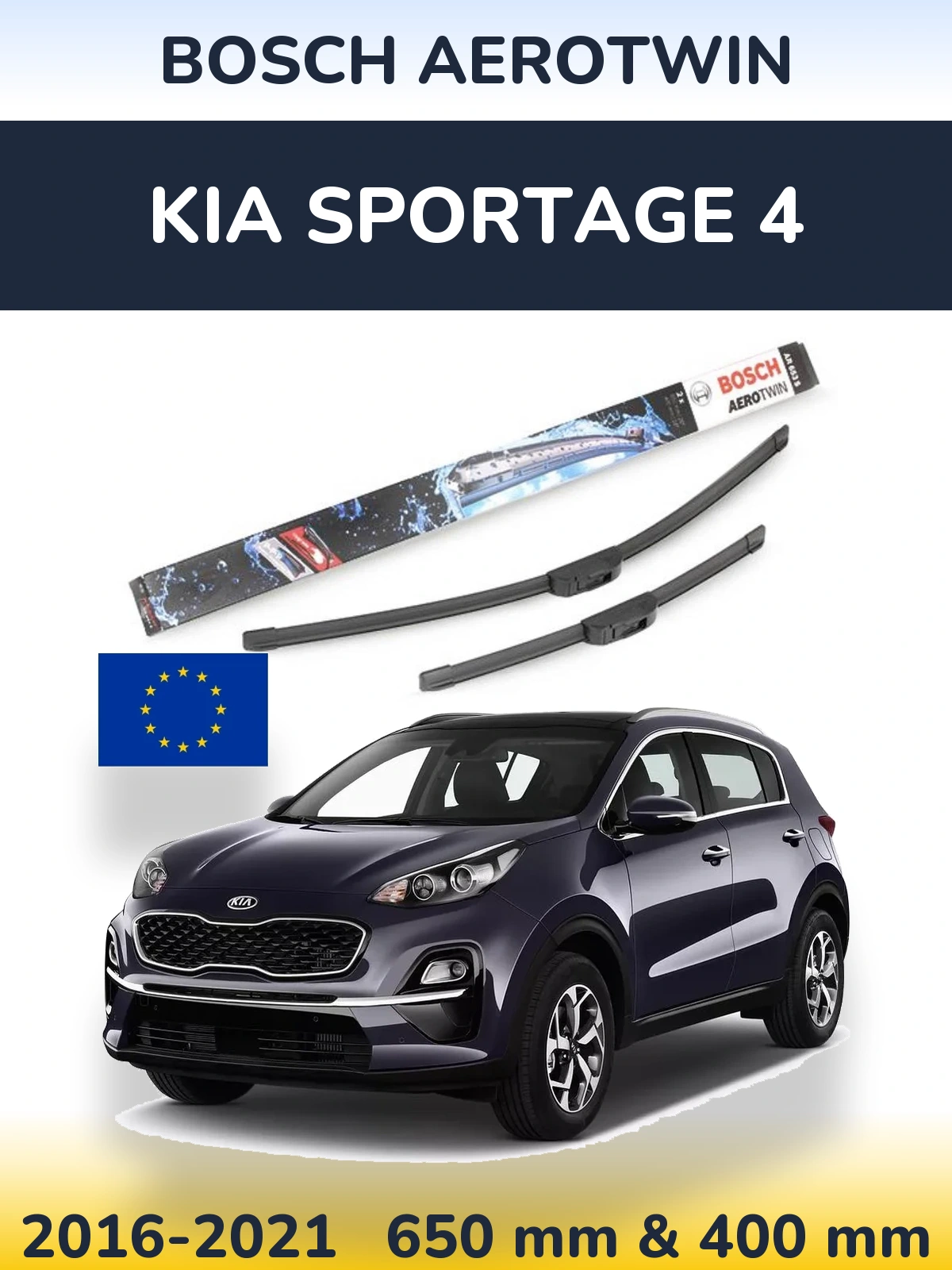 Komplet przednich wycieraczek BOSCH AeroTwin 650 & 400 mm do KIA Sportage 4 2016-2021