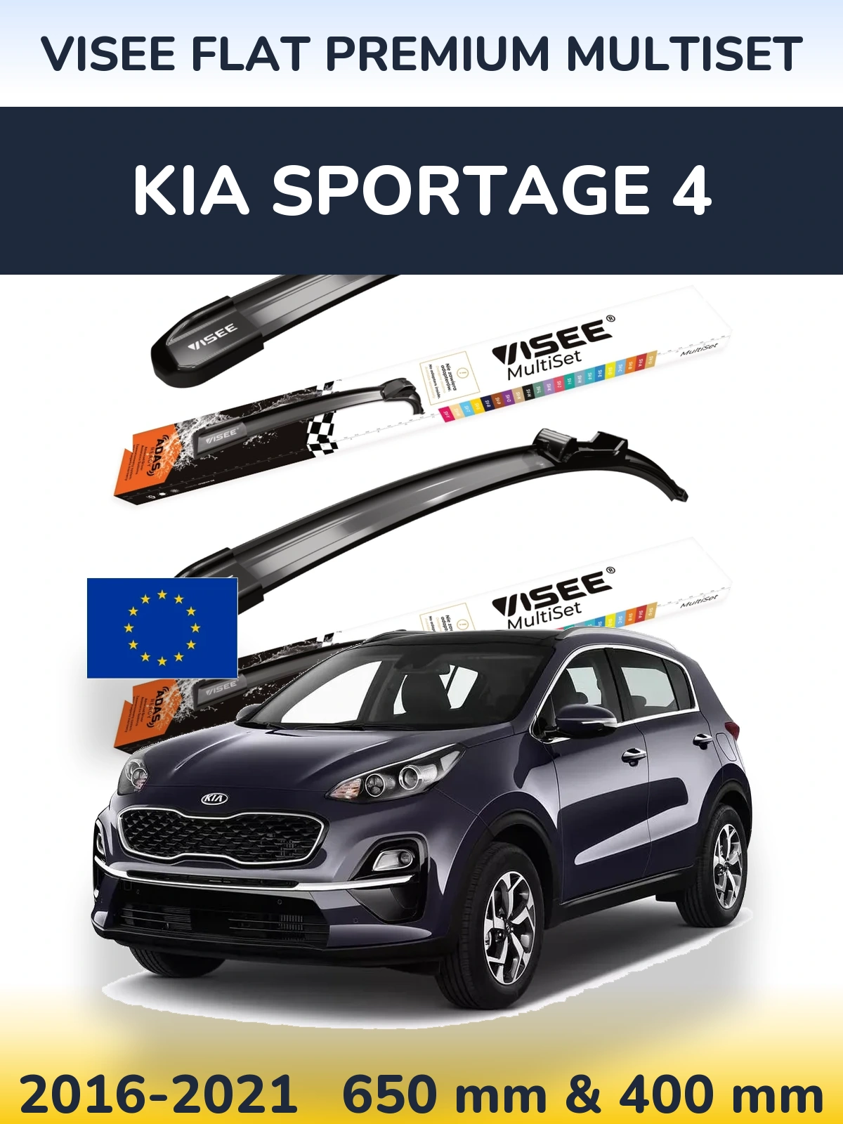 Komplet przednich wycieraczek VISEE FLAT PREMIUM MultiSet 650 & 400 mm do KIA Sportage 4 2016-2021