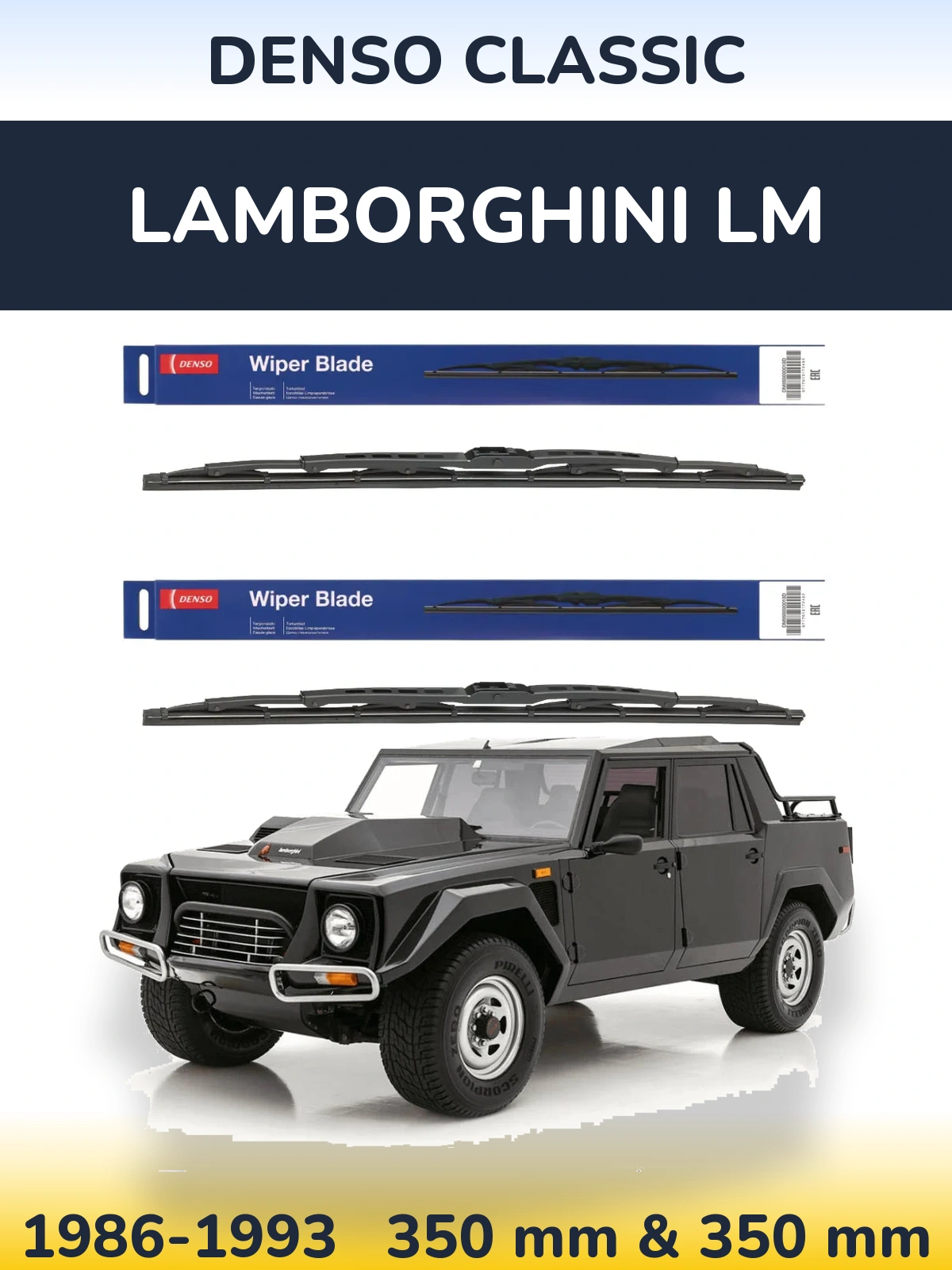 Komplet przednich wycieraczek Denso Classic 350 & 350 mm do Lamborghini LM 1986-1993