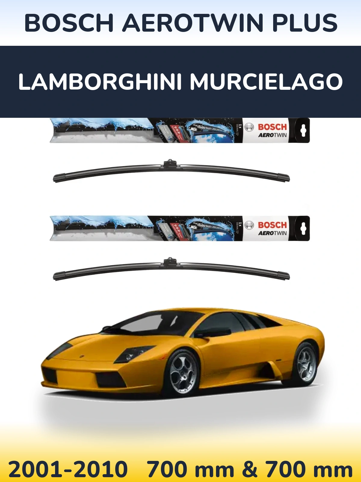 Komplet przednich wycieraczek BOSCH AeroTwin Plus 700 & 700 mm do Lamborghini Murcielago 2001-2010