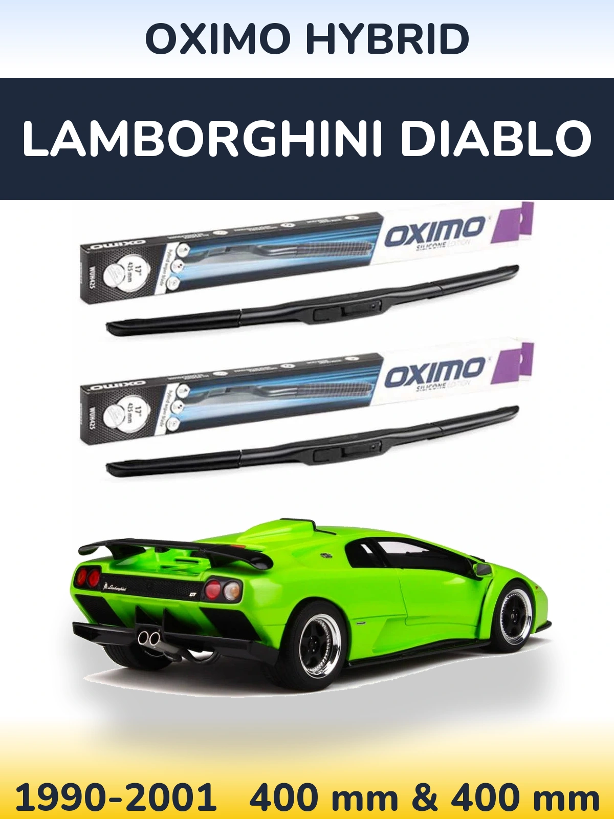 Komplet przednich wycieraczek Oximo Hybrid 400 & 400 mm do Lamborghini Diablo 1990-2001