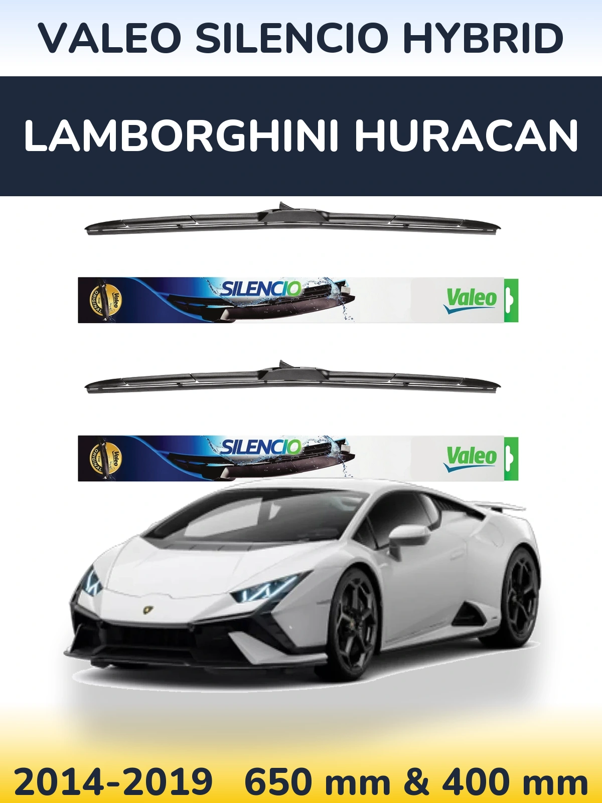 Комплект передних дворников Valeo Silencio Hybrid 650 & 400 мм для Lamborghini Huracan 2014-2019