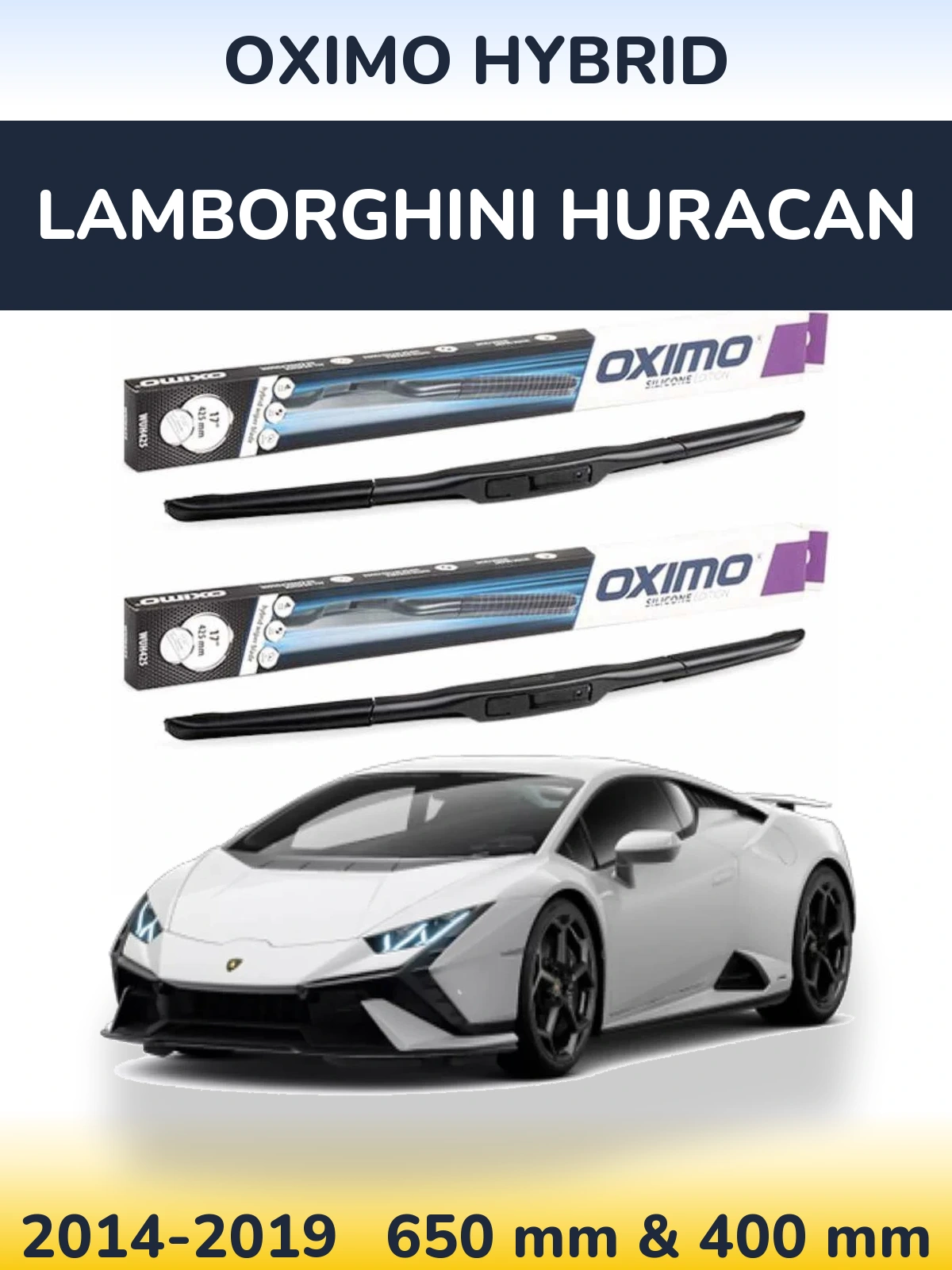 Komplet przednich wycieraczek Oximo Hybrid 650 & 400 mm do Lamborghini Huracan 2014-2019