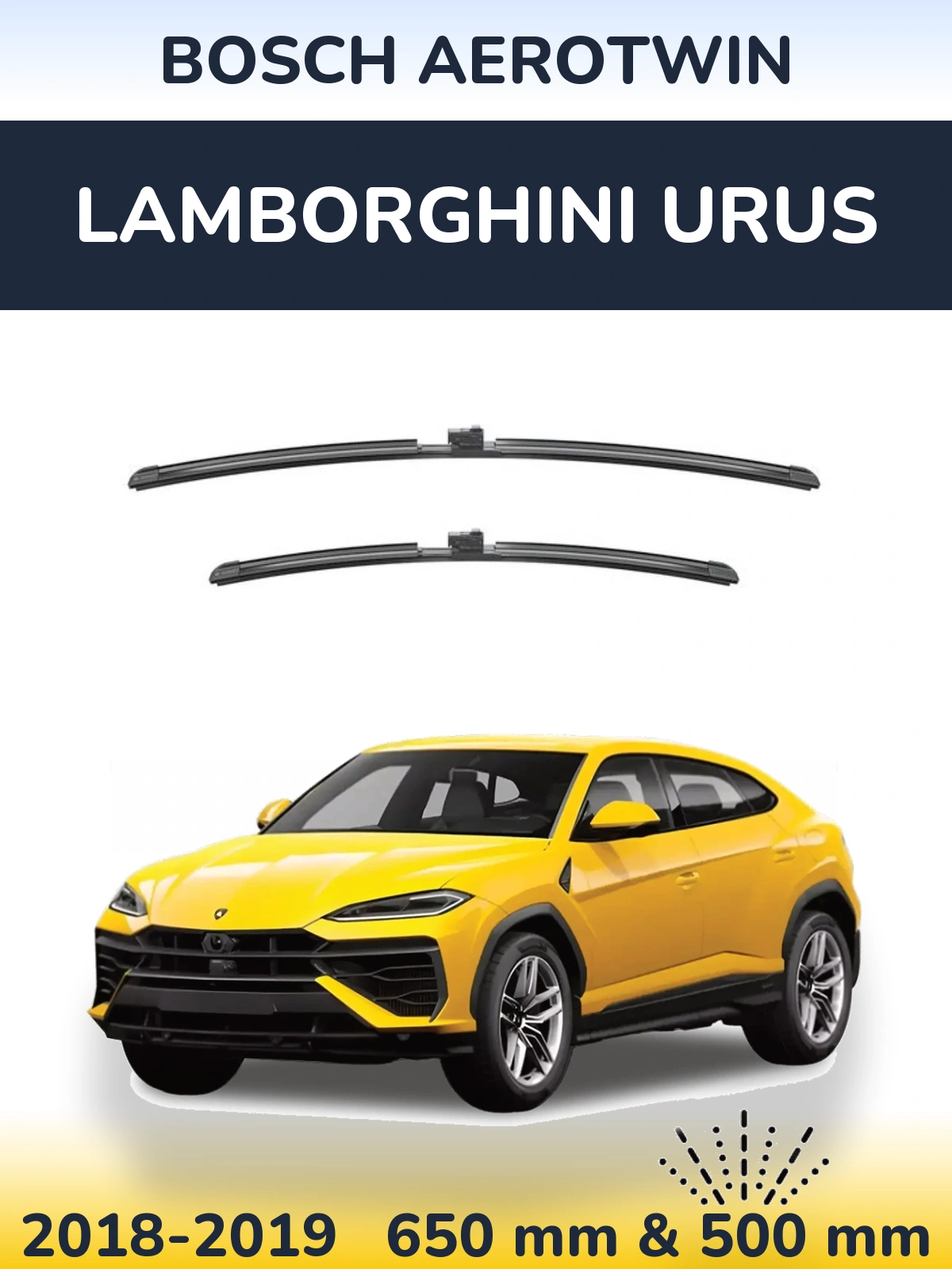 Komplet przednich wycieraczek BOSCH AeroTwin 650 & 500 mm do Lamborghini Urus 2018-2019