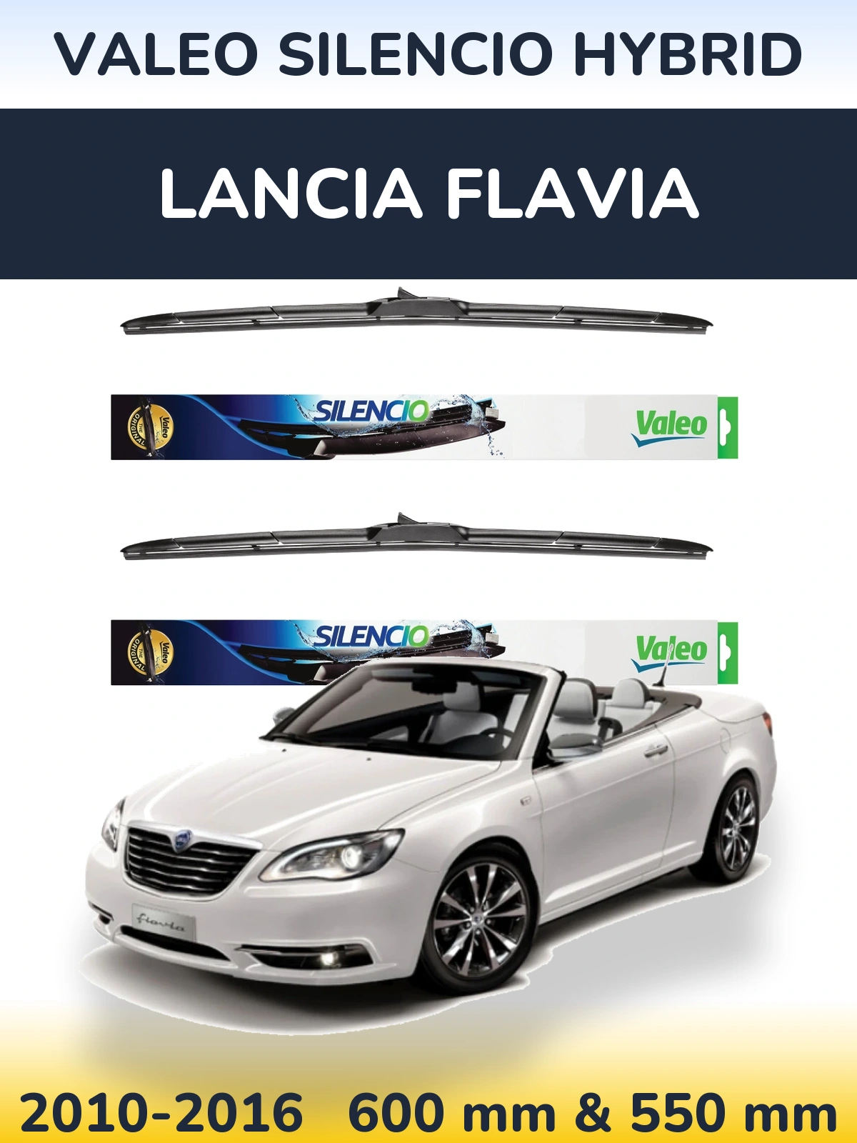 Комплект передних дворников Valeo Silencio Hybrid 600 & 550 мм для Lancia Flavia 2010-2016