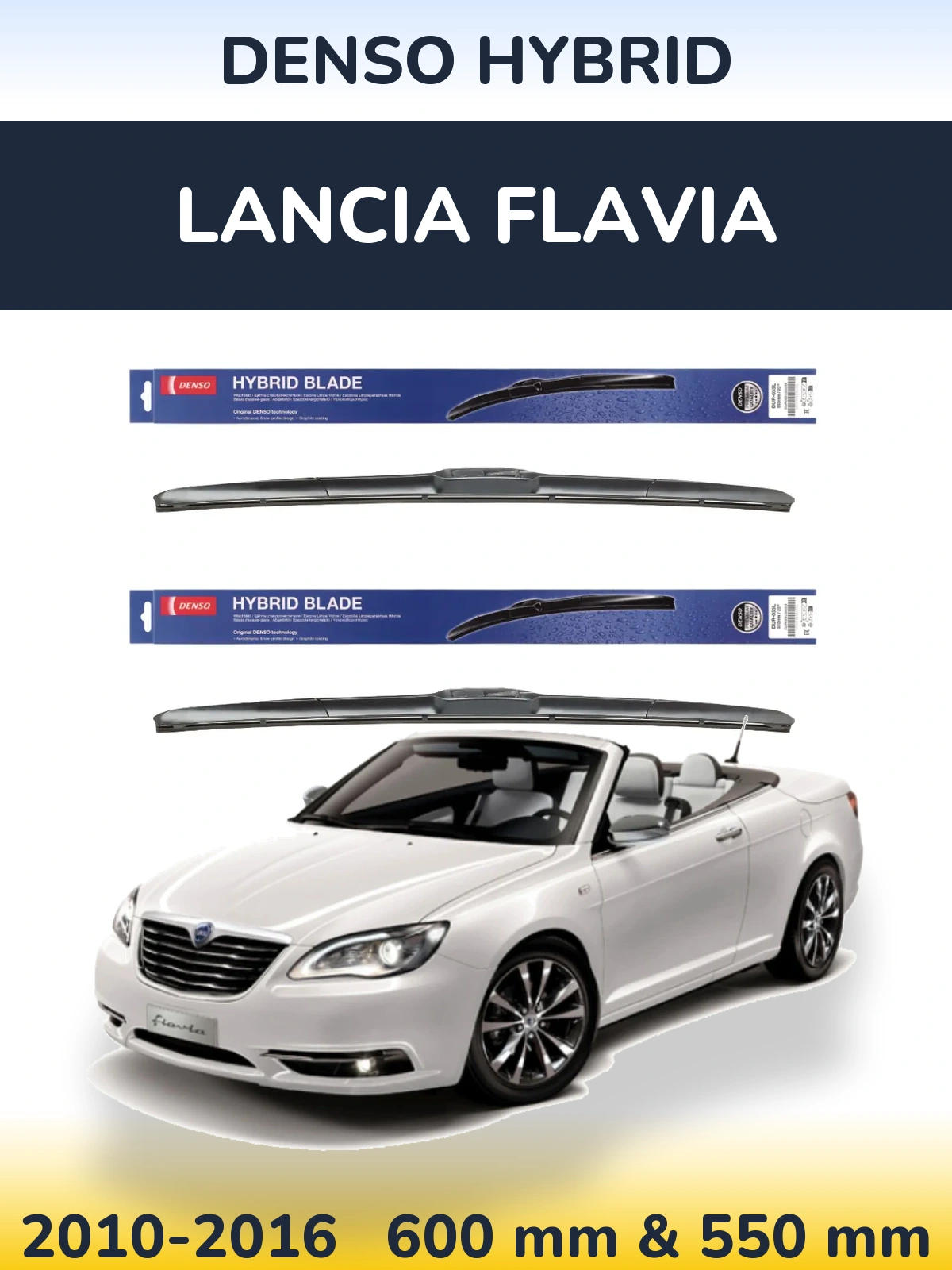 Komplet przednich wycieraczek Denso Hybrid 600 & 550 mm do Lancia Flavia 2010-2016