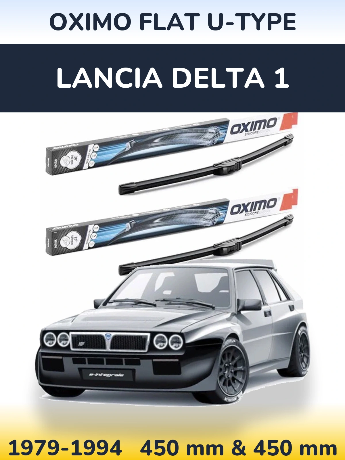 Комплект передних дворников Oximo Flat U-type 450 & 450 мм для Lancia Delta 1 1979-1994