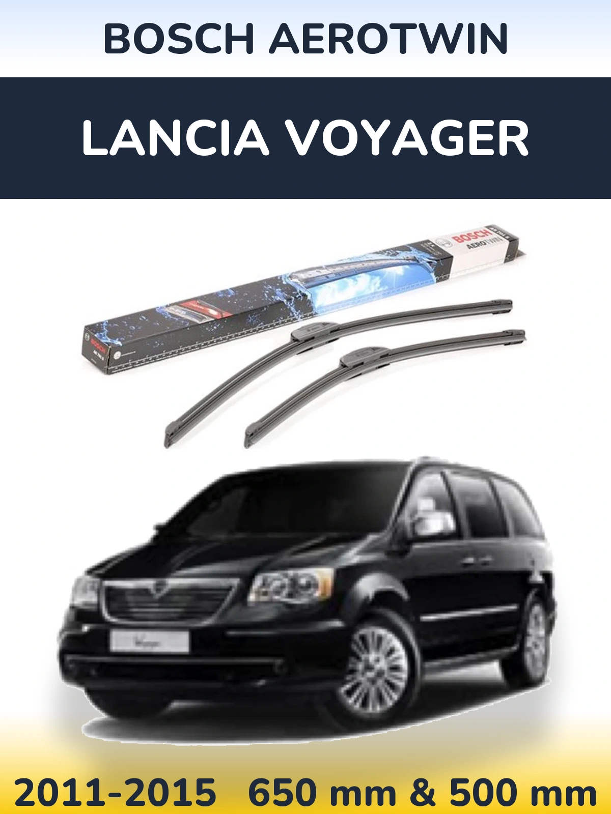 Комплект передних дворников BOSCH AeroTwin 650 & 500 мм для Lancia Voyager 2011-2015